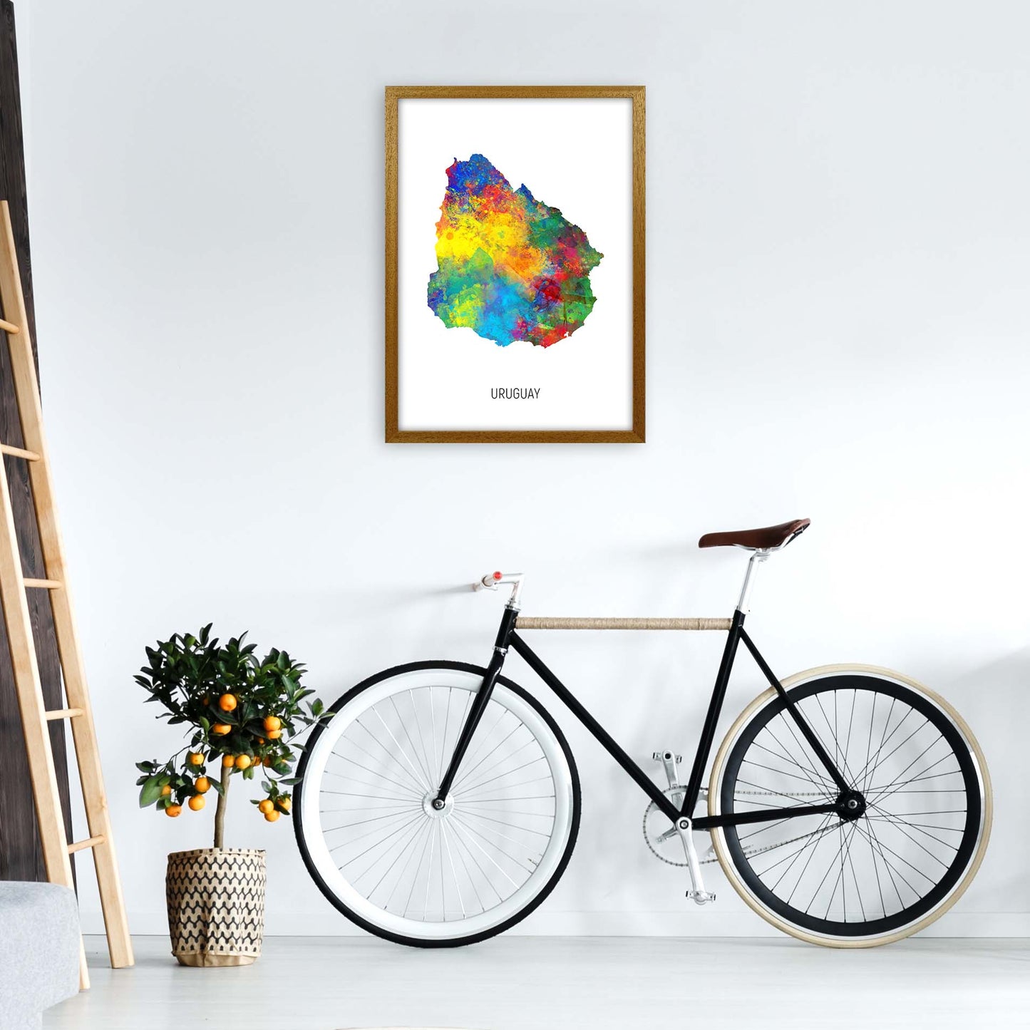 Uruguay Watercolour Map Art Print by Michael Tompsett A2 Print Only