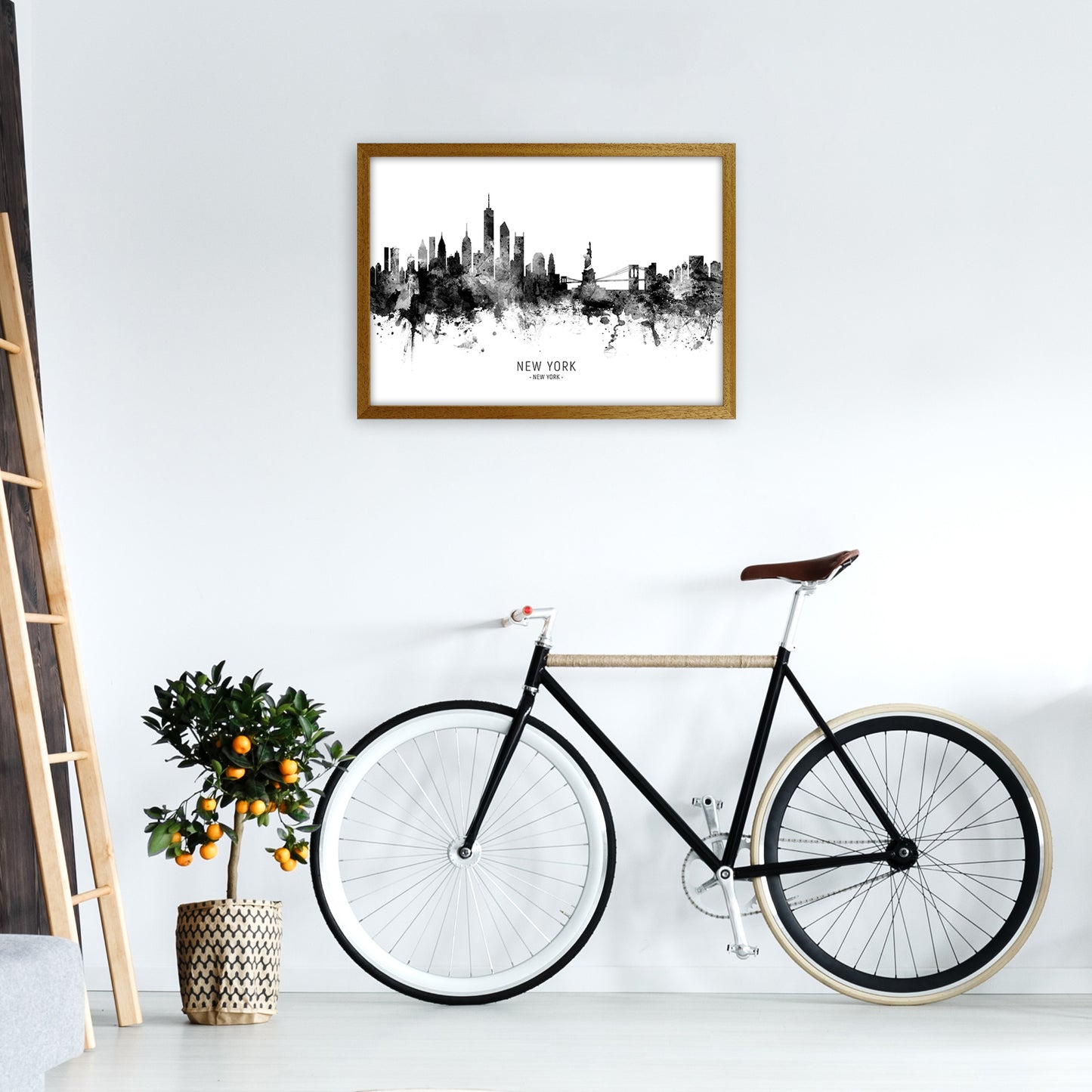 New York New York Skyline Black White City Name by Michael Tompsett A2 Print Only