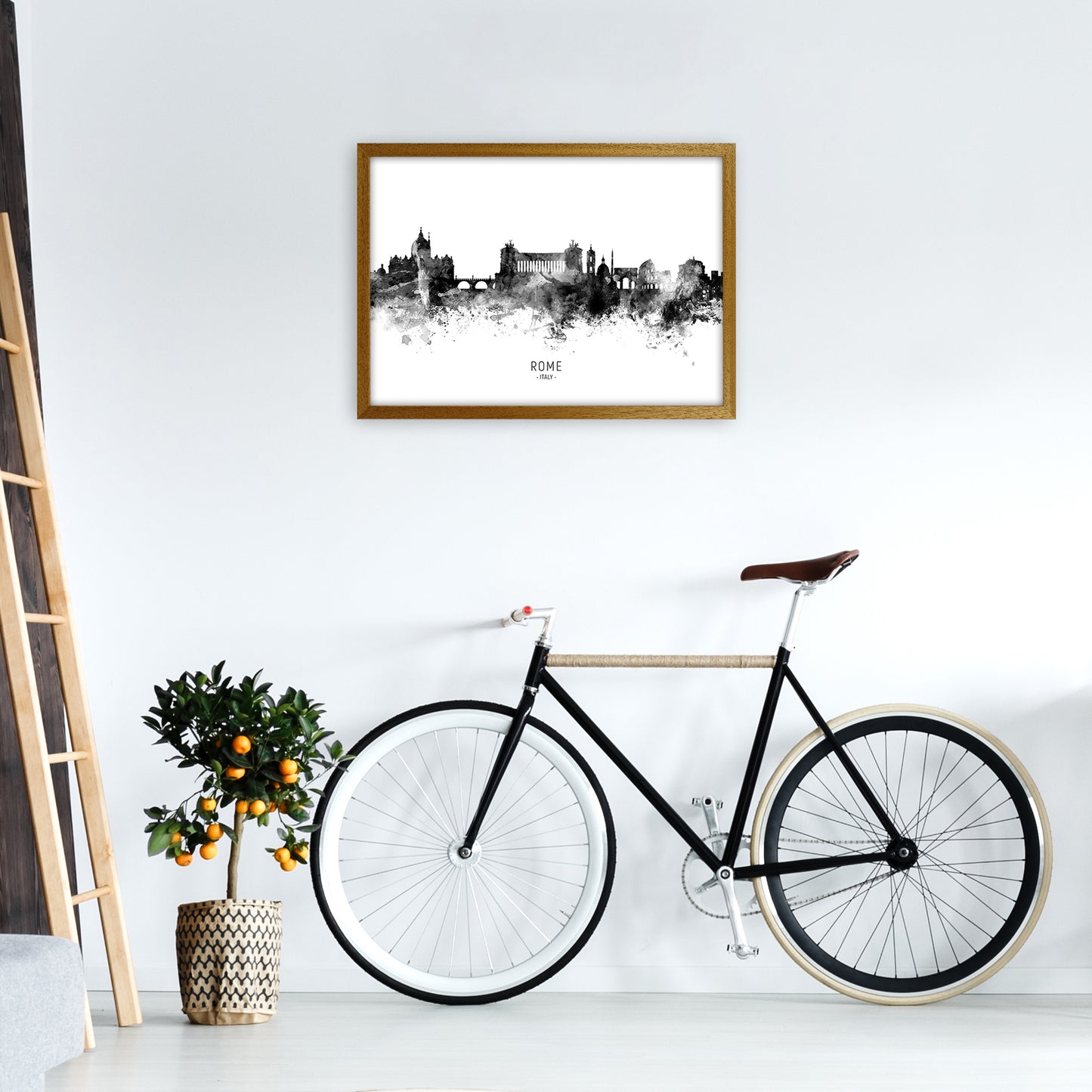 Rome Italy Skyline Black White City Name by Michael Tompsett A2 Print Only