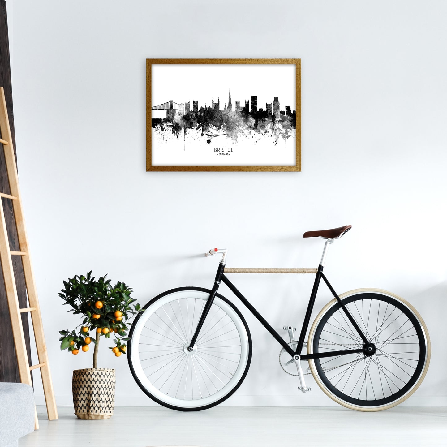 Bristol England Skyline Black White City Name by Michael Tompsett A2 Print Only