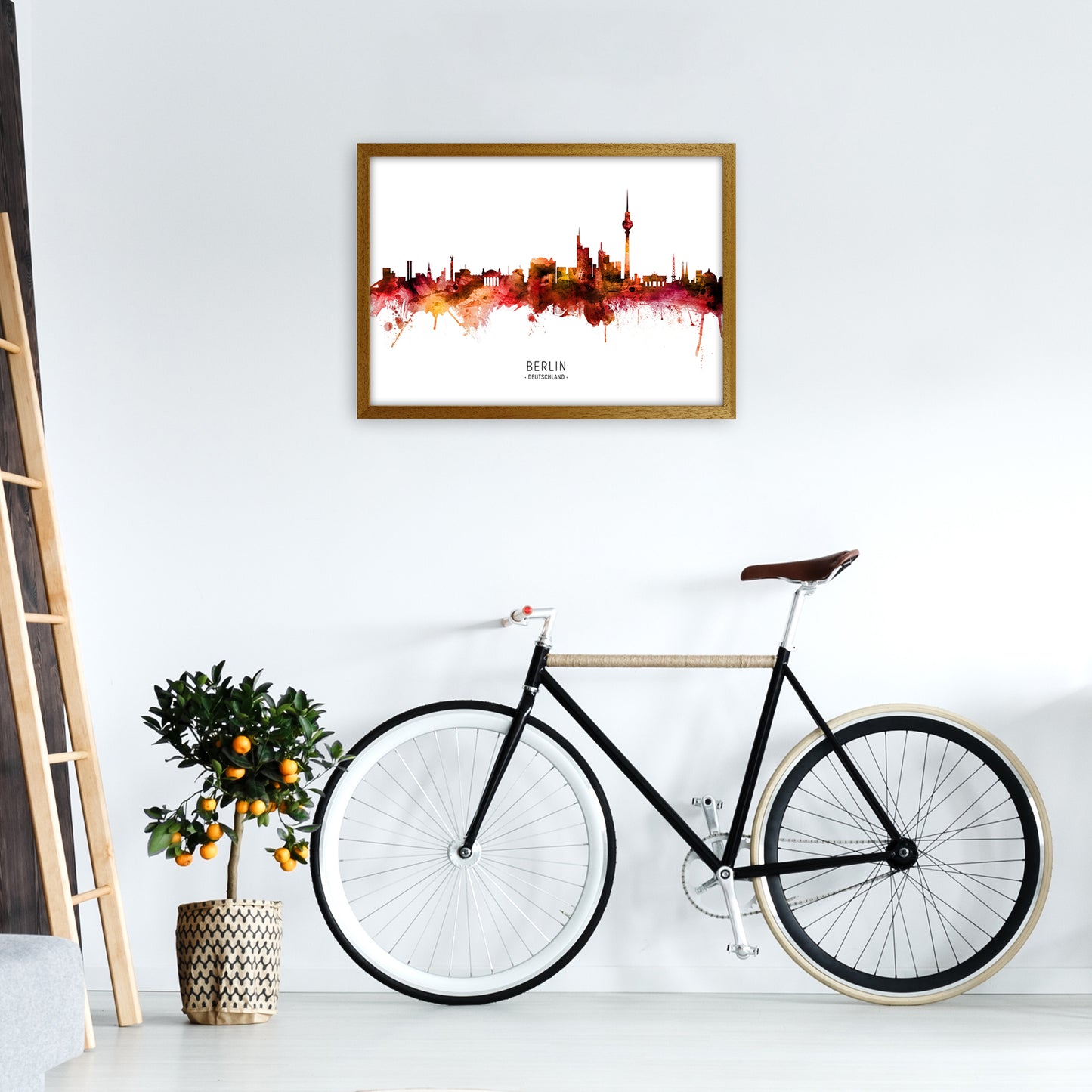 Berlin Deutschland Skyline Red City Name by Michael Tompsett A2 Print Only