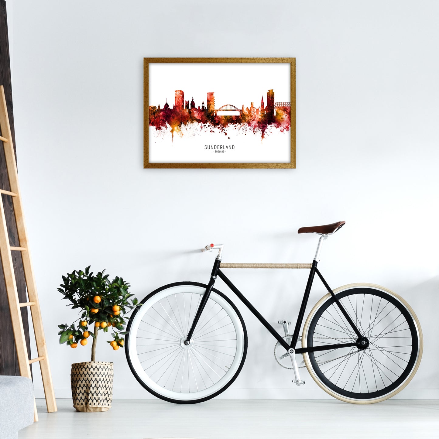 Sunderland England Skyline Red City Name by Michael Tompsett A2 Print Only
