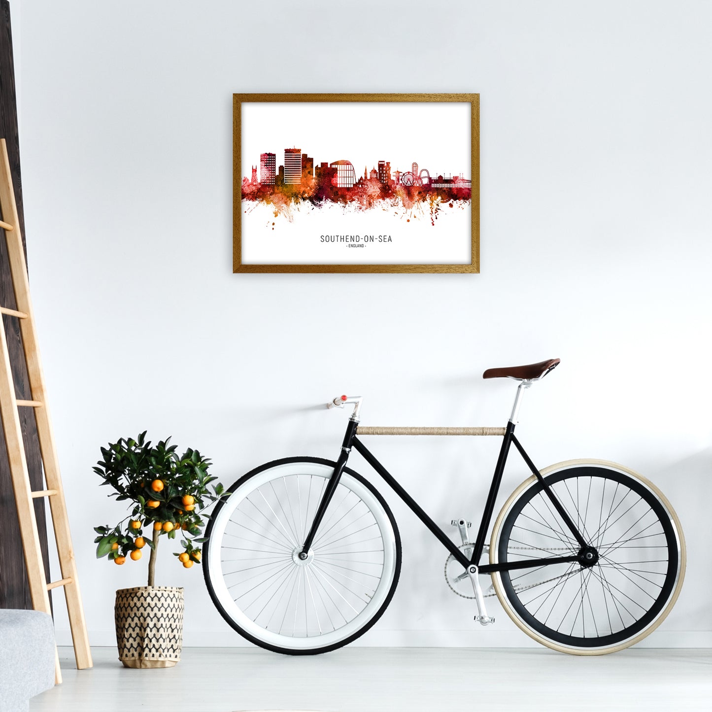 Southend-On-Sea England Skyline Red City Name by Michael Tompsett A2 Print Only