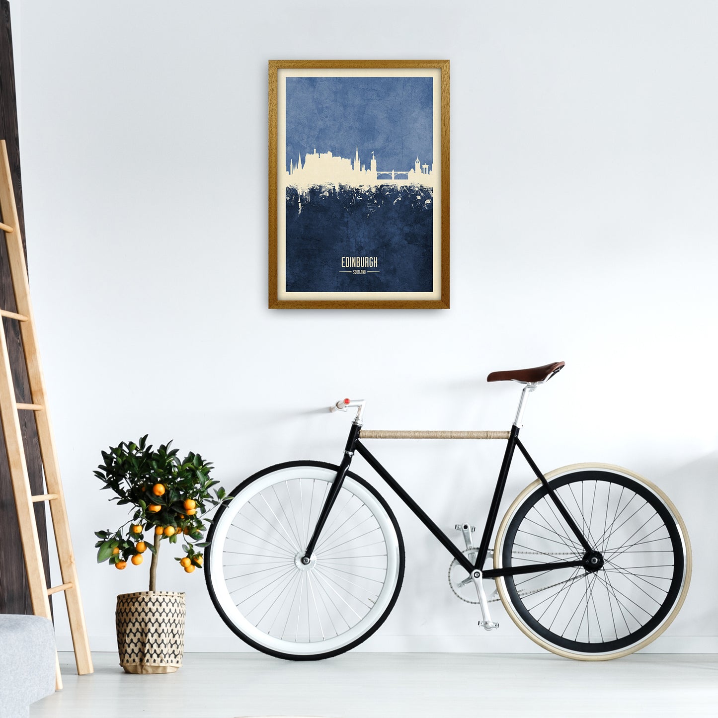Edinburgh Scotland Skyline Portrait Navy Art Print by Michael Tompsett A2 Print Only