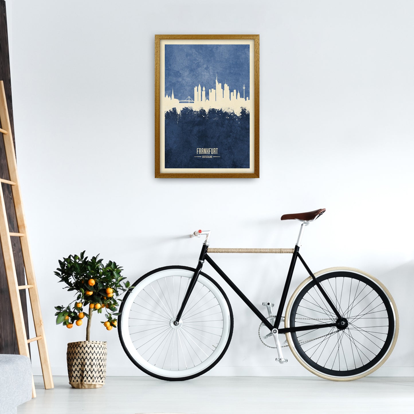 Frankfurt Germany Skyline Portrait Navy Art Print by Michael Tompsett A2 Print Only