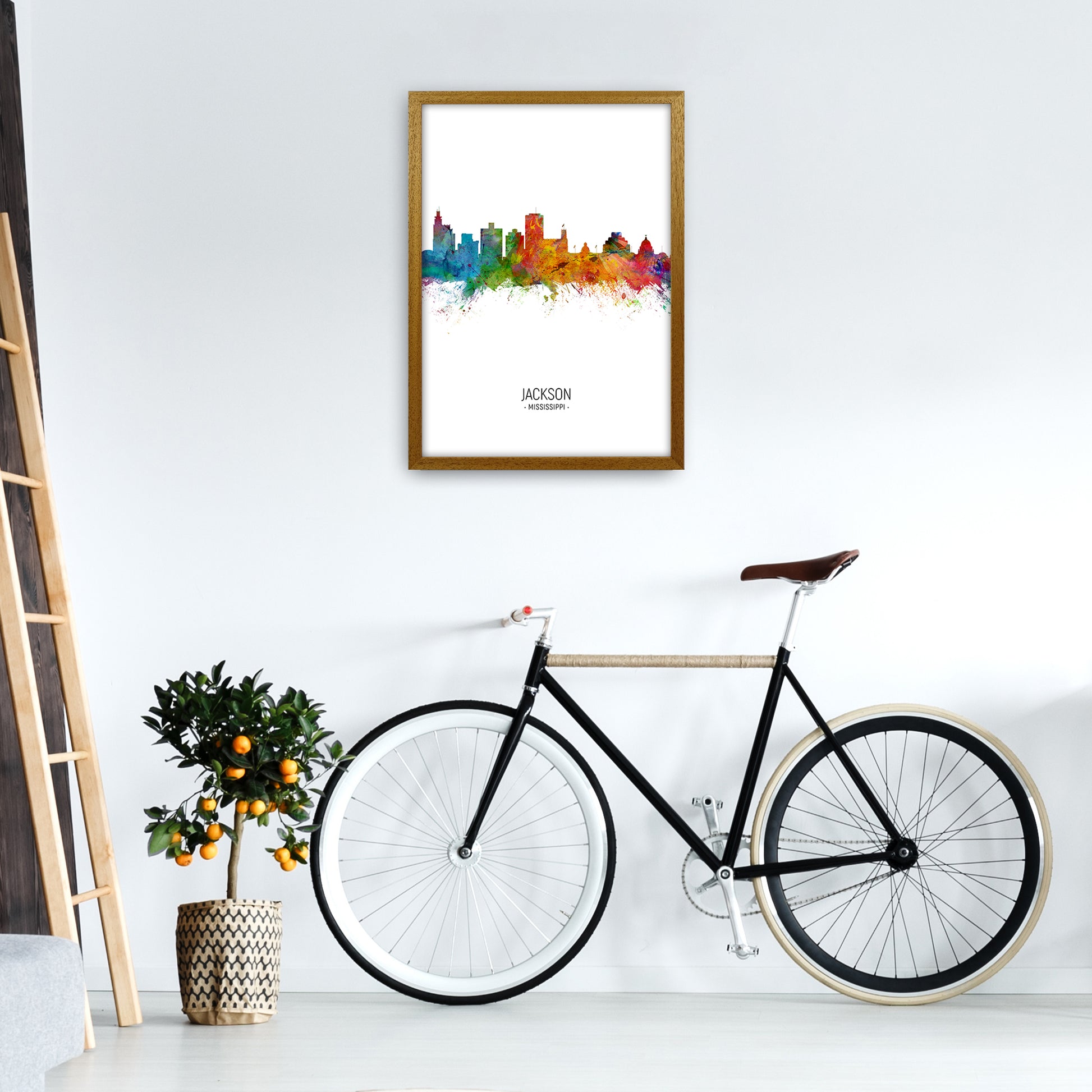 Jackson Mississippi Skyline Portrait Art Print by Michael Tompsett A2 Print Only