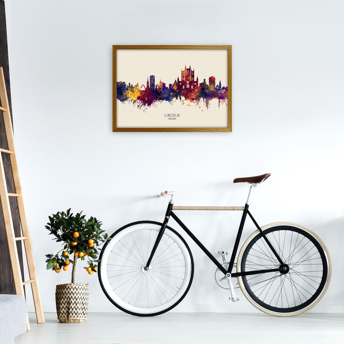 Lincoln England Skyline Autumn City Name Art Print by Michael Tompsett A2 Print Only