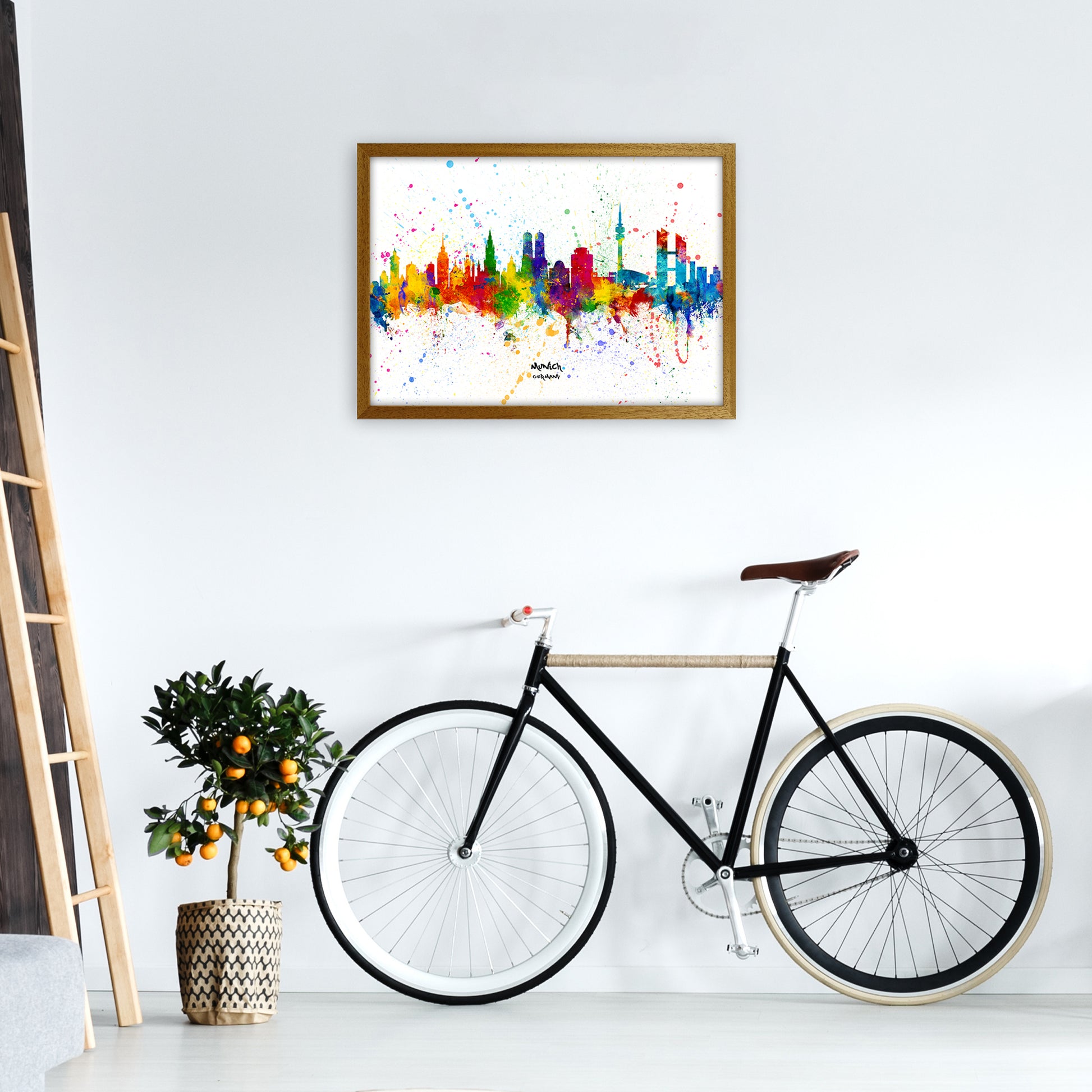 Munich Germany Skyline Splash Art Print by Michael Tompsett A2 Print Only