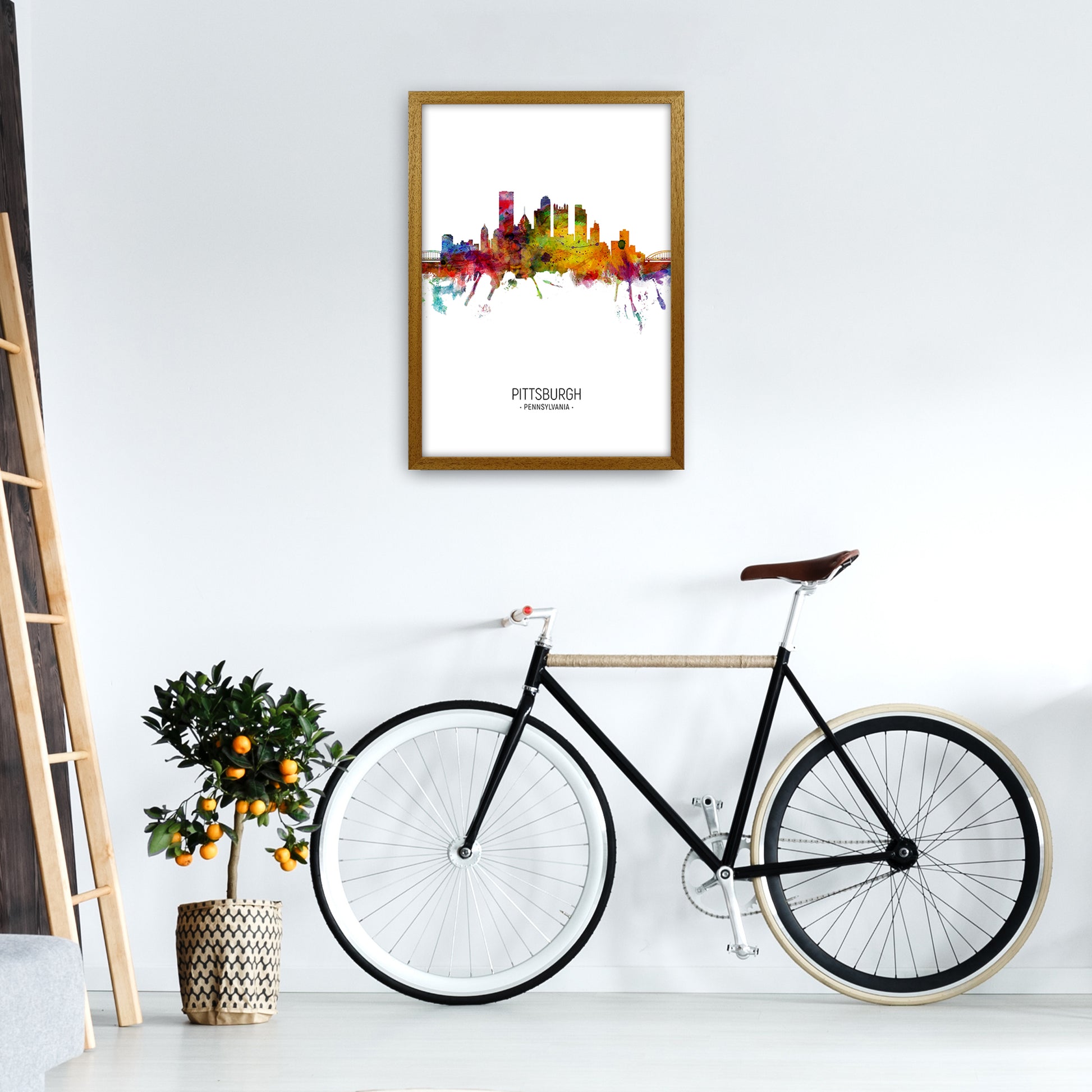 Pittsburgh Pennsylvania Skyline Portrait Art Print by Michael Tompsett A2 Print Only