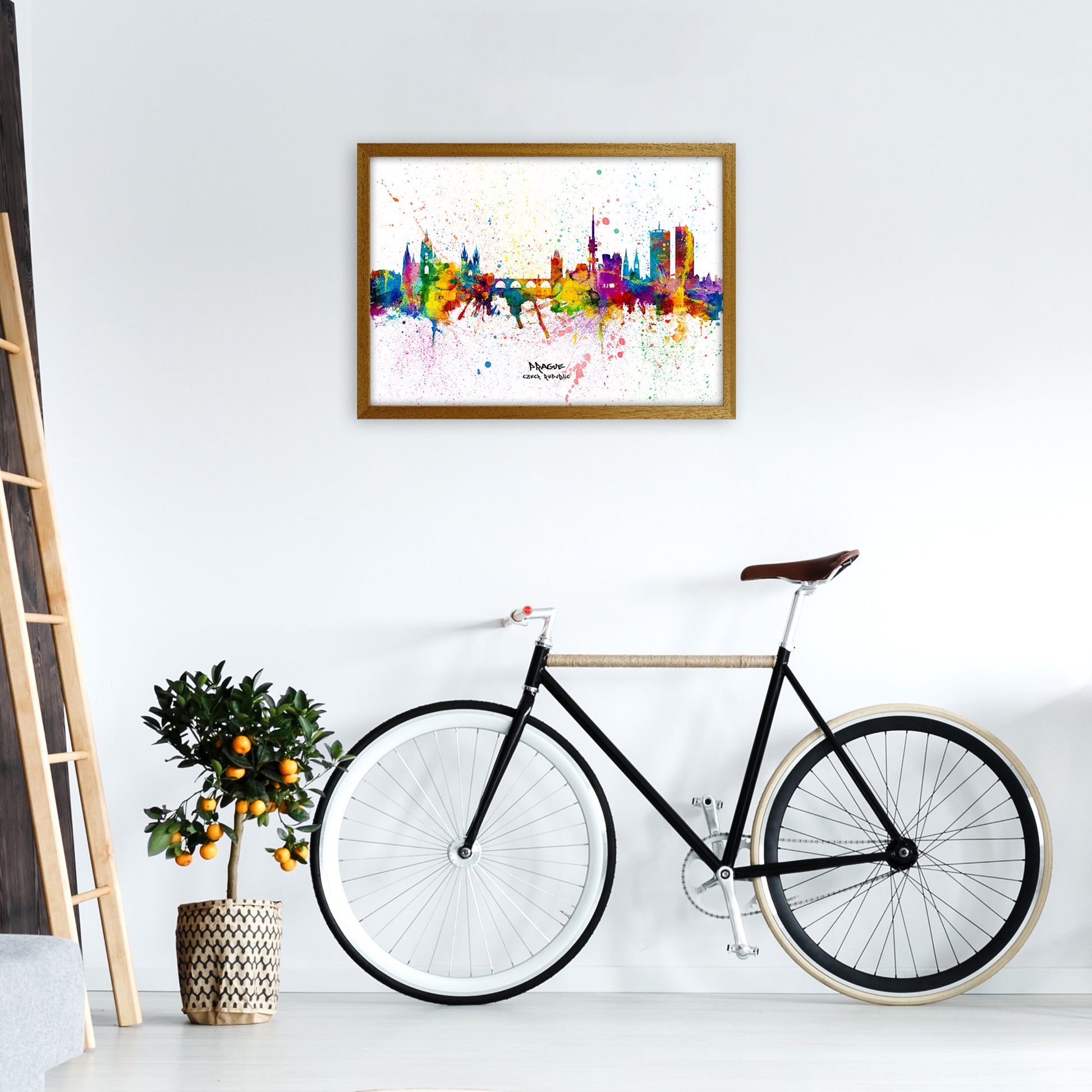Prague Czech Republic Skyline Splash Art Print by Michael Tompsett A2 Print Only