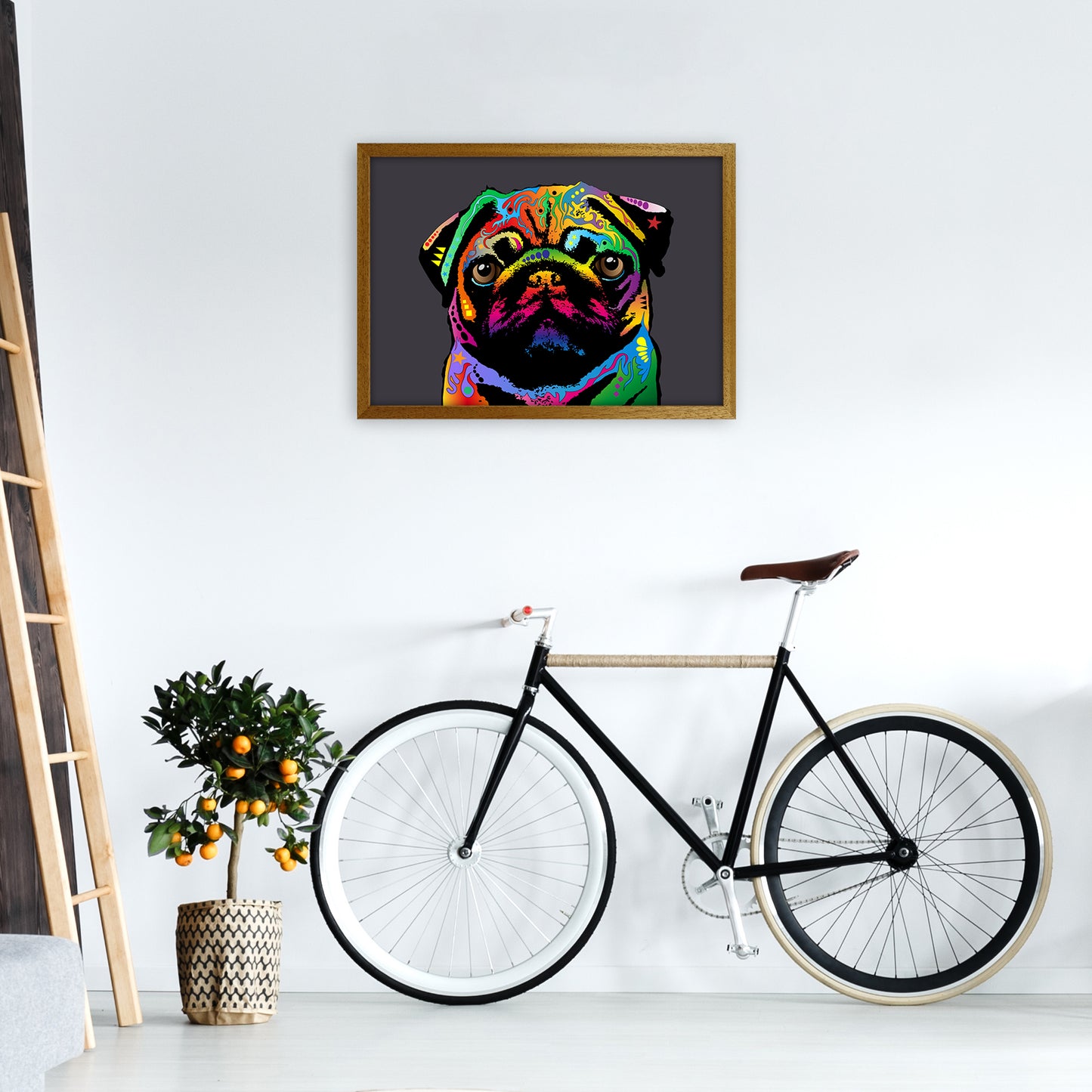 Pug Dog Charcoal Art Print by Michael Tompsett A2 Print Only
