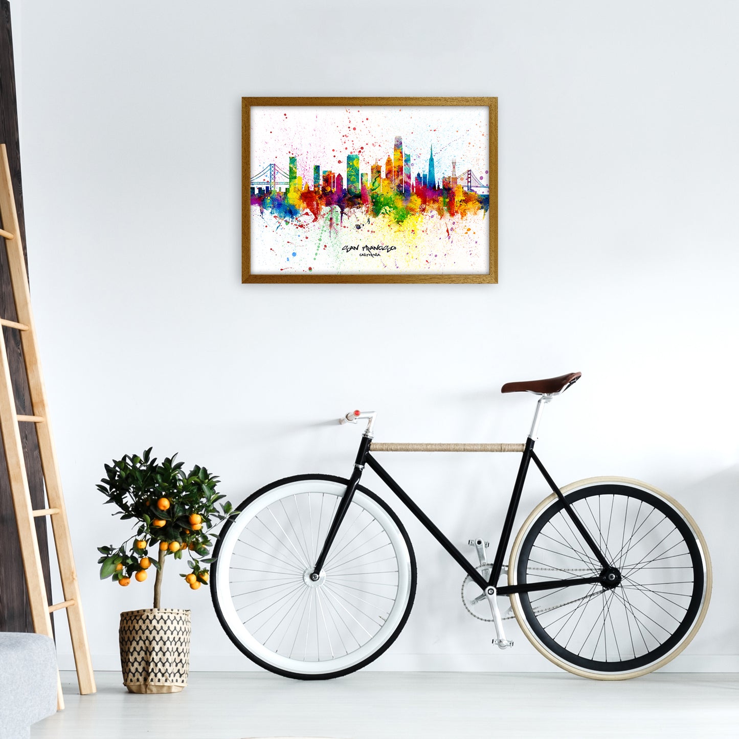 San Francisco California Skyline Splash Art Print by Michael Tompsett A2 Print Only