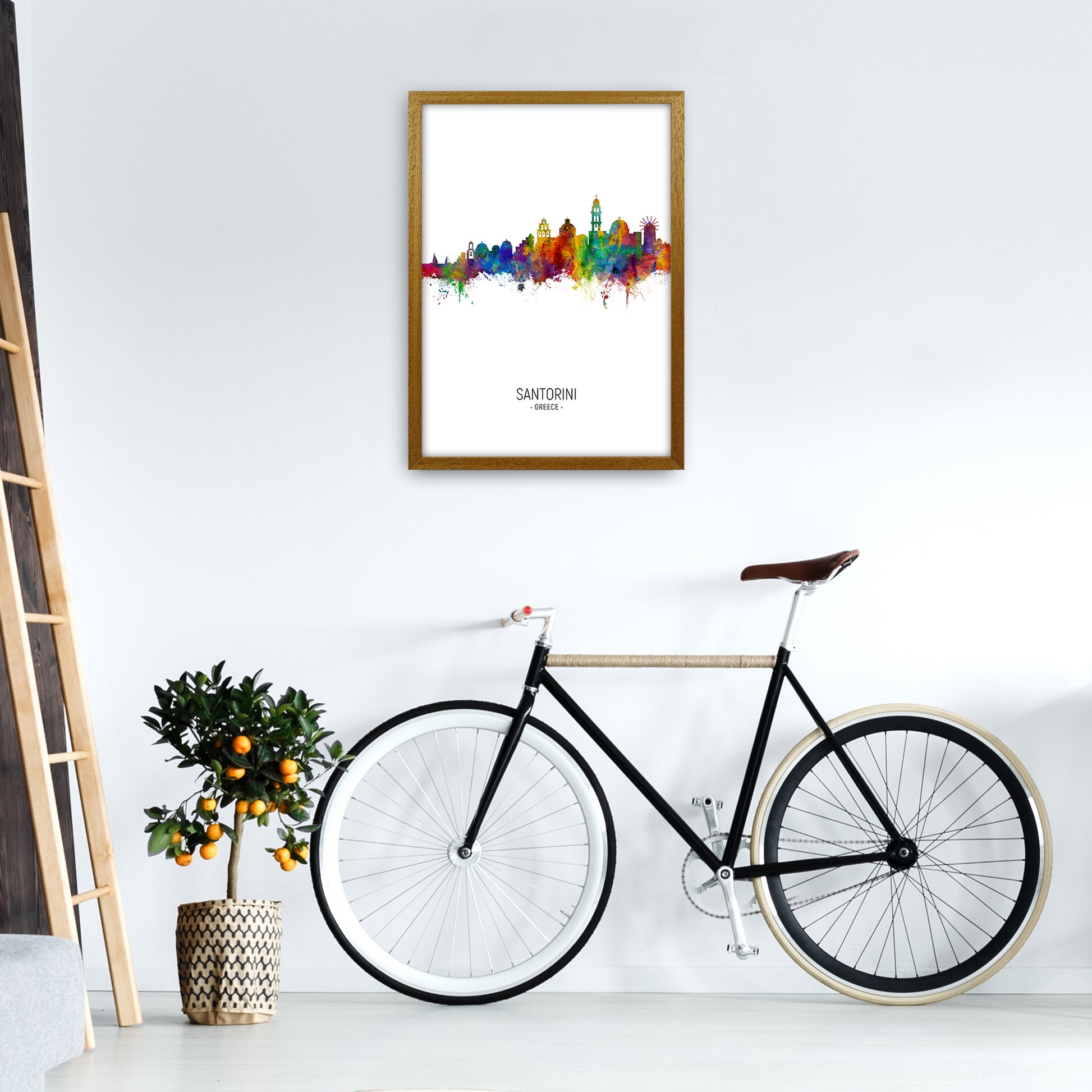 Santorini Greece Skyline Portrait Art Print by Michael Tompsett A2 Print Only