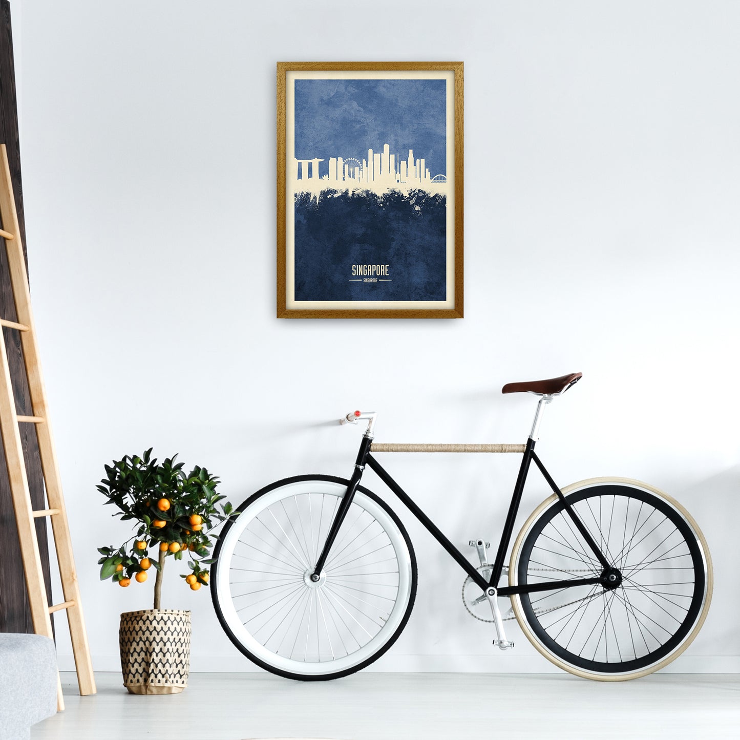 Singapore Singapore Skyline Portrait Navy Art Print by Michael Tompsett A2 Print Only