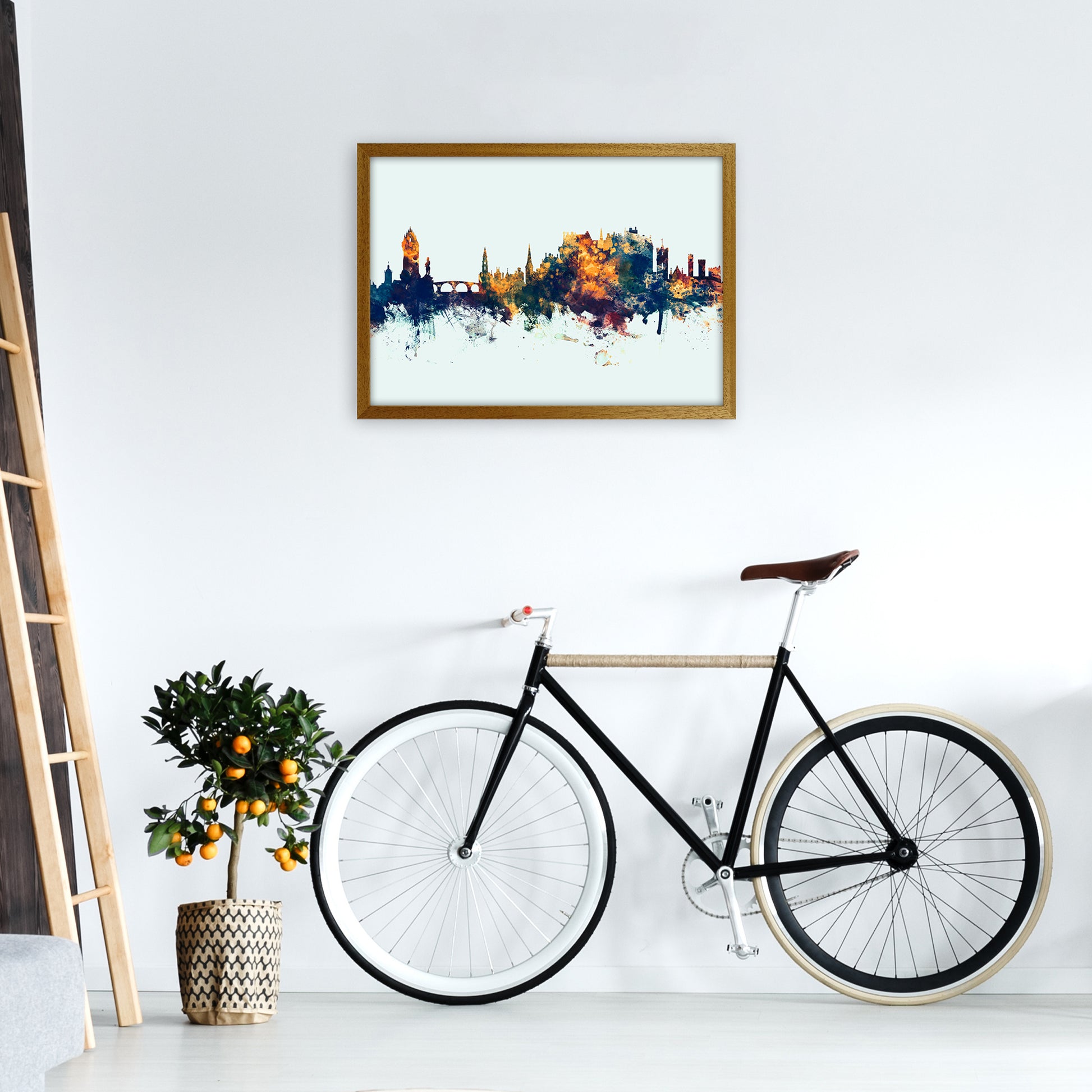 Stirling Scotland Skyline Blue Orange Art Print by Michael Tompsett A2 Print Only