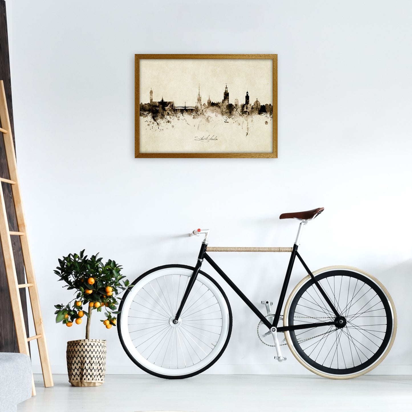 Stockholm Sweden Skyline Vintage Art Print by Michael Tompsett A2 Print Only