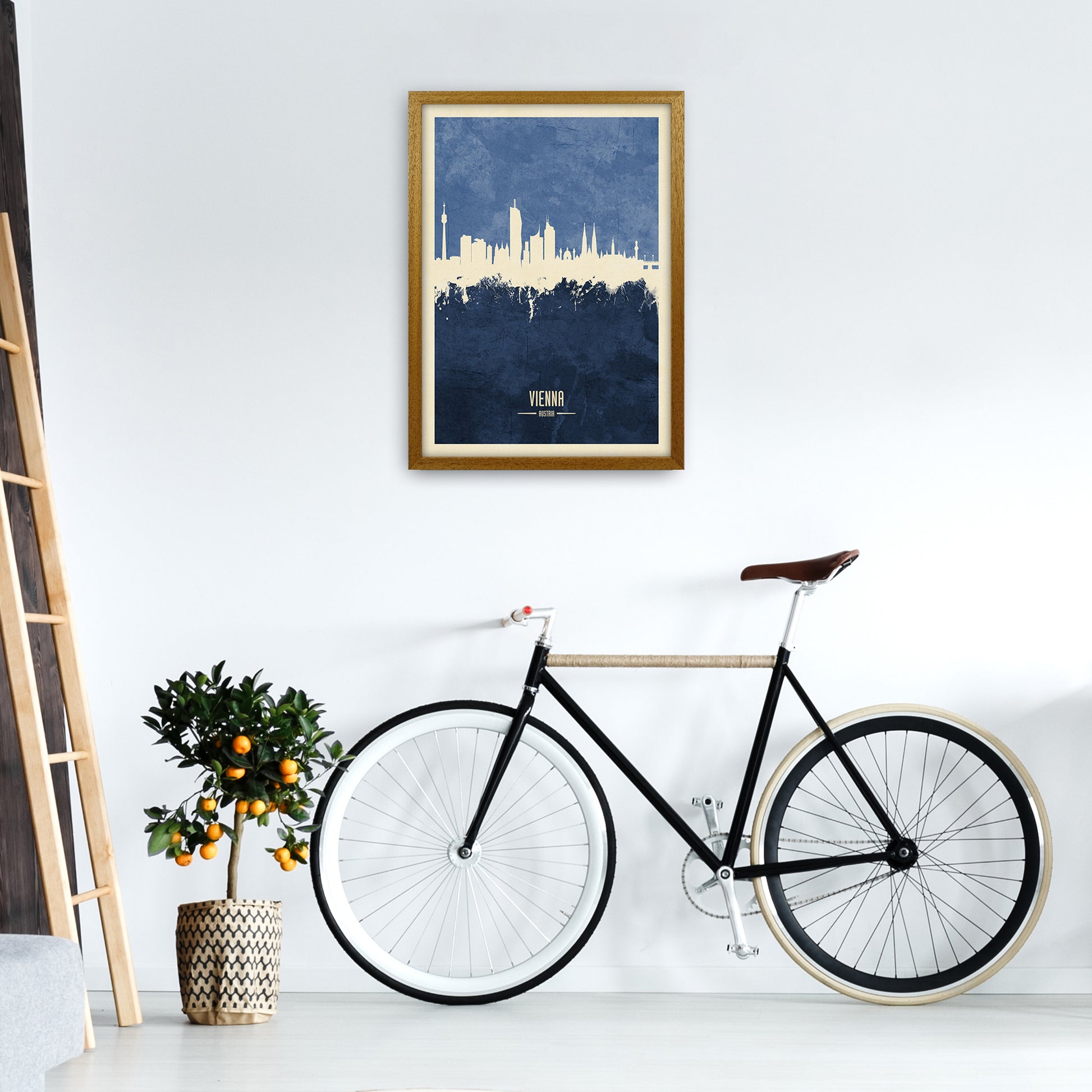 Vienna Austria Skyline Portrait Navy Art Print by Michael Tompsett A2 Print Only