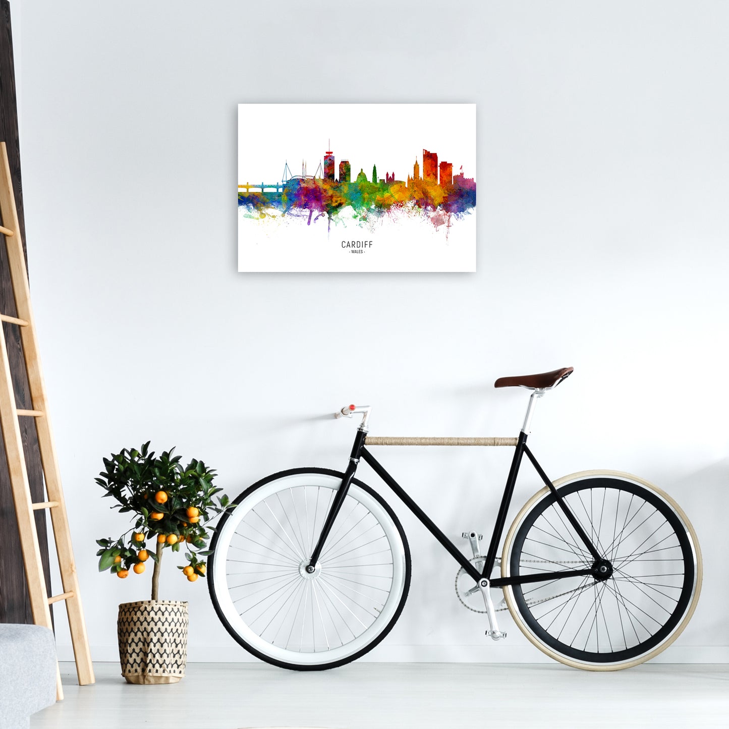 Cardiff Wales Skyline Art Print by Michael Tompsett A2 Black Frame