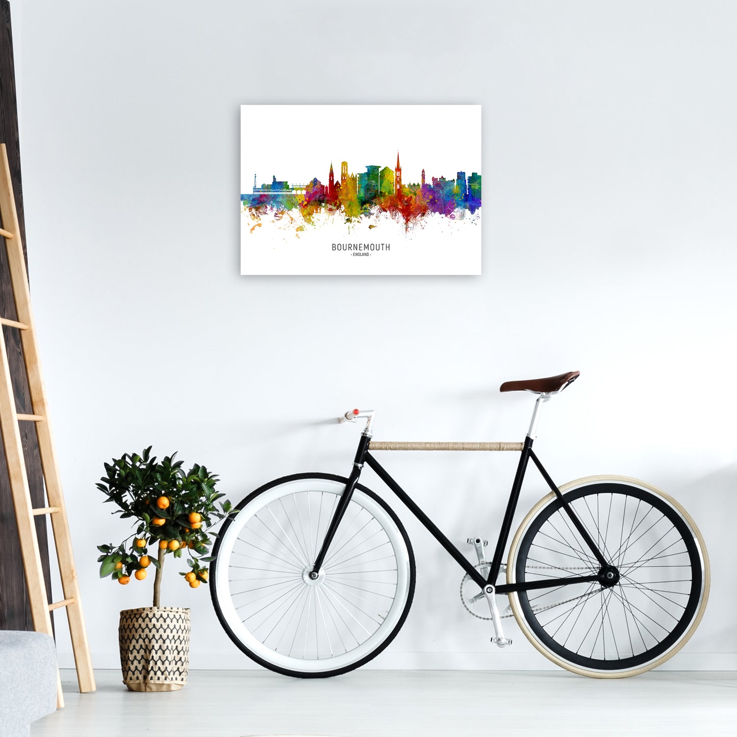 Bournemouth England Skyline Art Print by Michael Tompsett A2 Black Frame