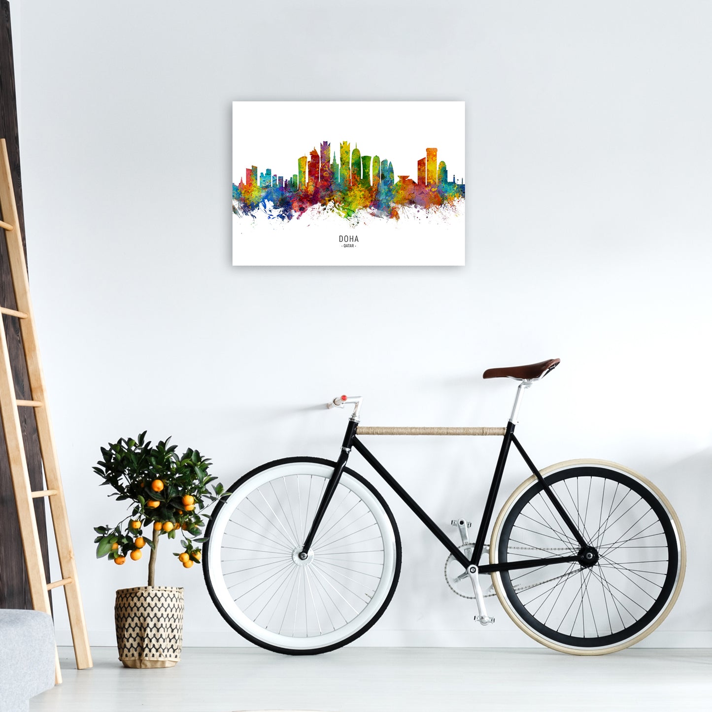 Doha Qatar Skyline Art Print by Michael Tompsett A2 Black Frame