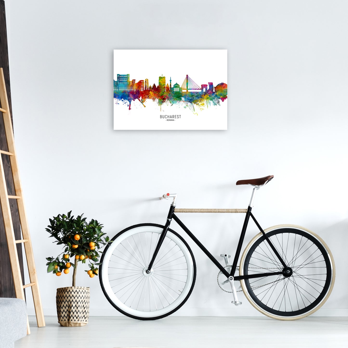 Bucharest Romania Skyline Art Print by Michael Tompsett A2 Black Frame