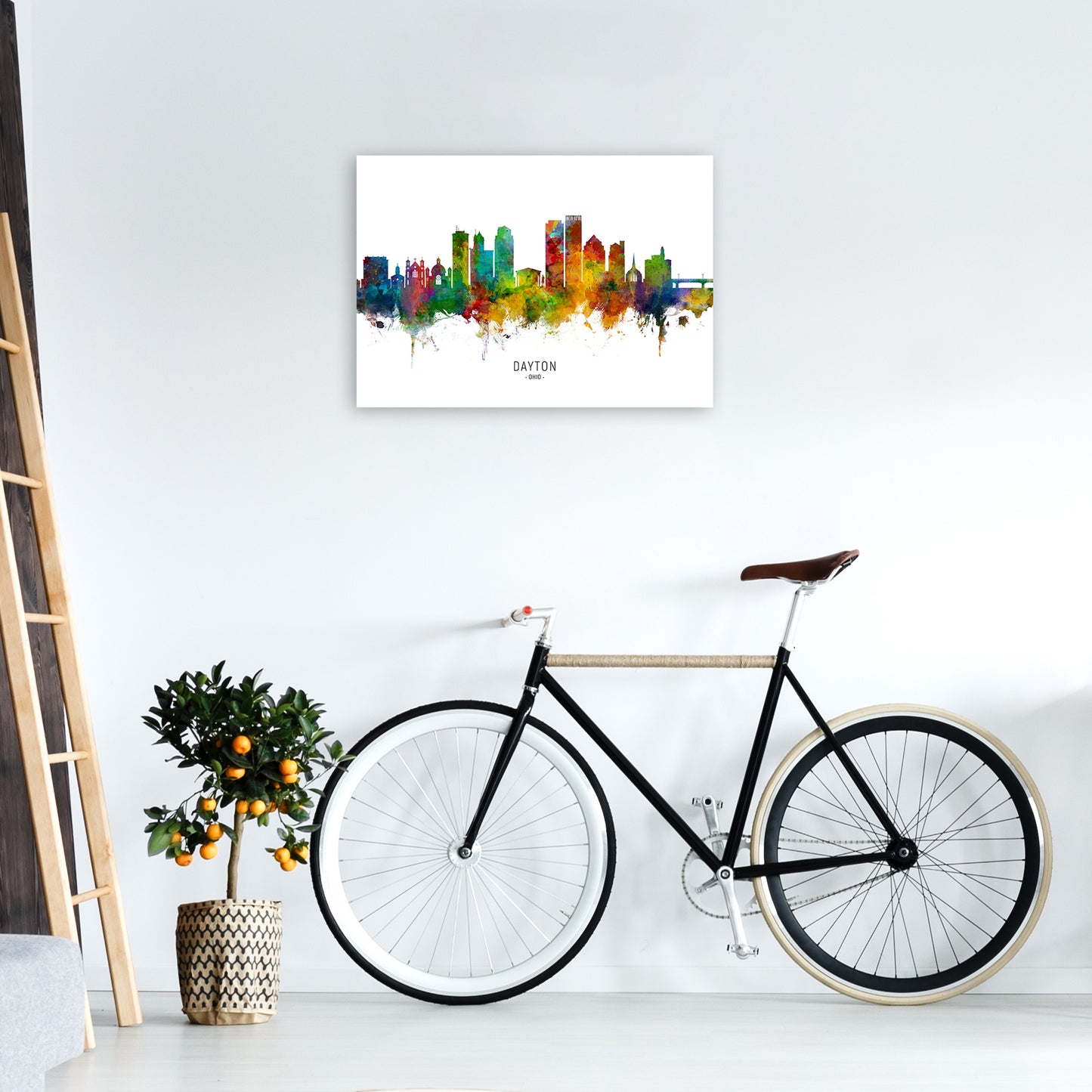 Dayton Ohio Skyline Art Print by Michael Tompsett A2 Black Frame