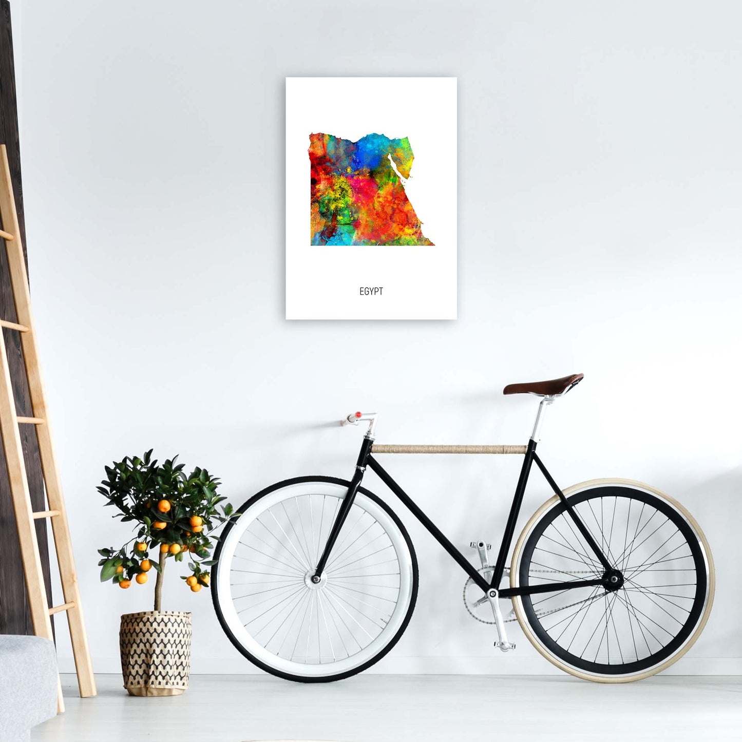 Egypt Watercolour Map Art Print by Michael Tompsett A2 Black Frame