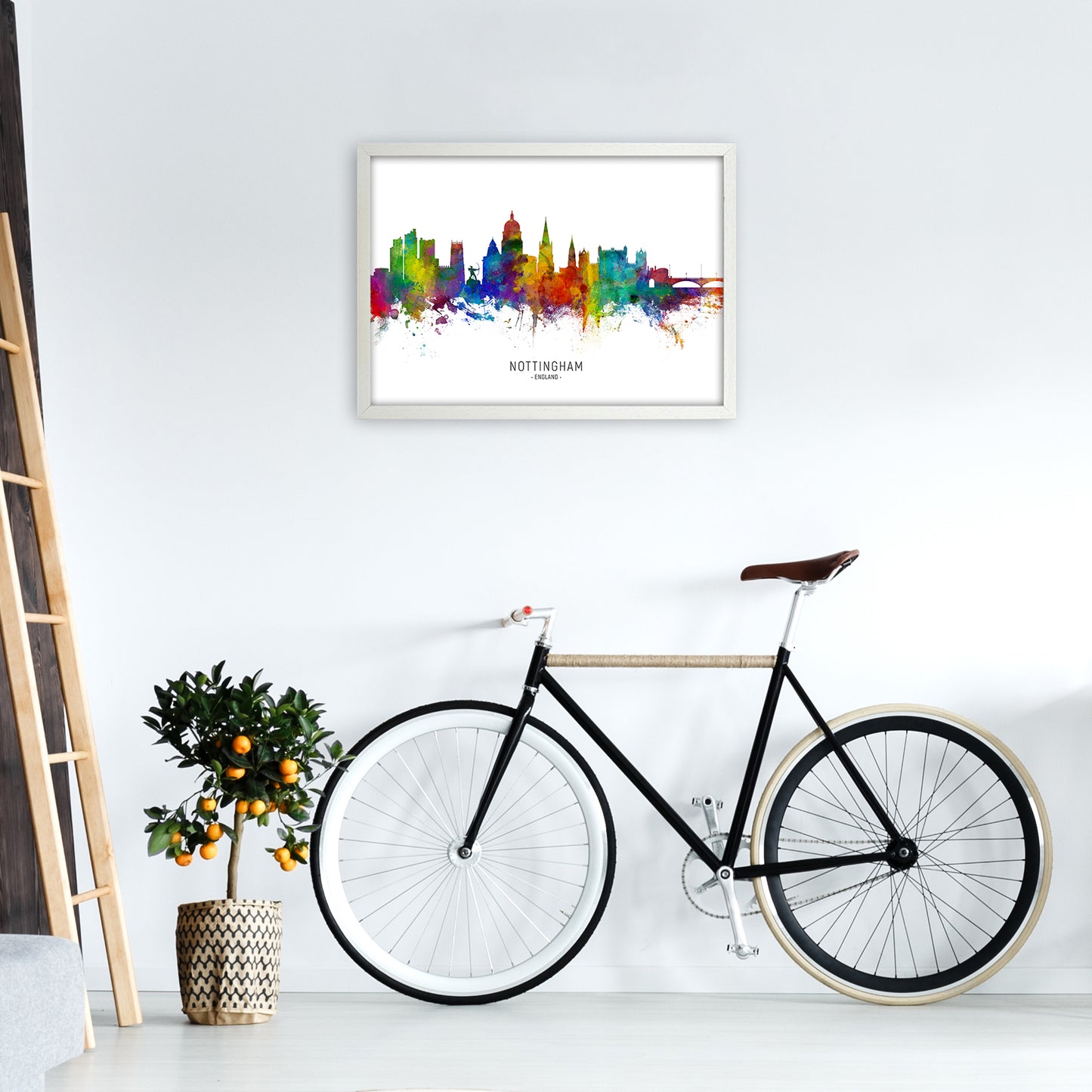 Nottingham England Skyline Art Print by Michael Tompsett A2 Oak Frame