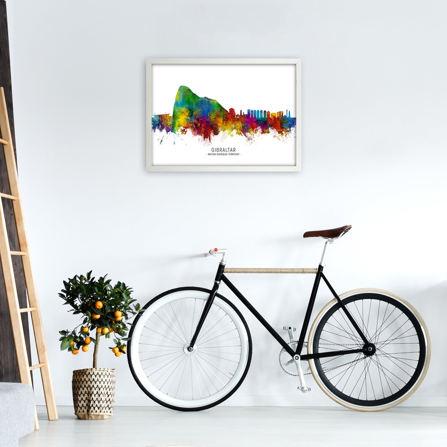 Gibraltar Skyline Art Print by Michael Tompsett A2 Oak Frame