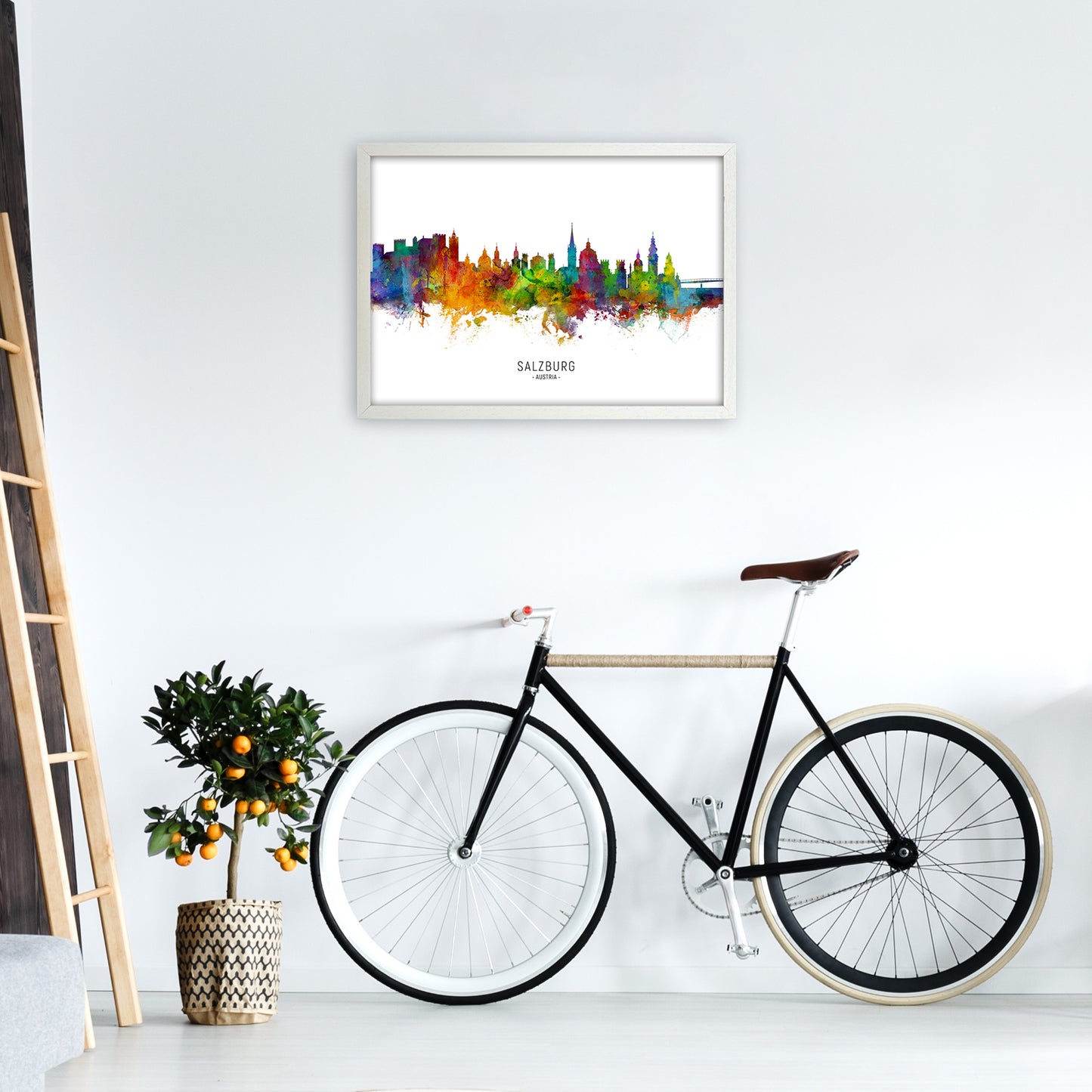 Salzburg Austria Skyline Art Print by Michael Tompsett A2 Oak Frame
