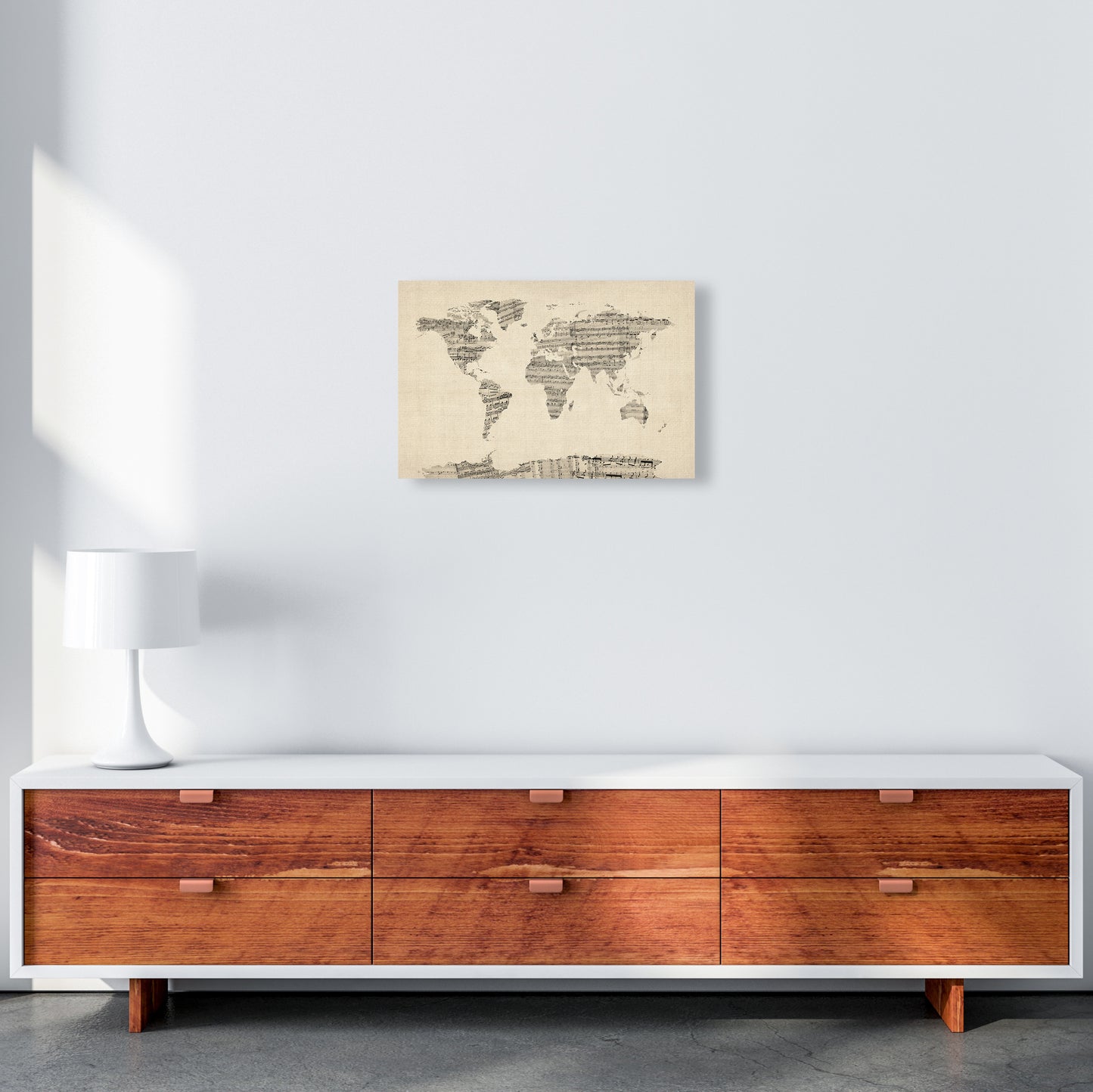 Sheet Music Map of the World Art Print by Michael Tompsett A3 Canvas