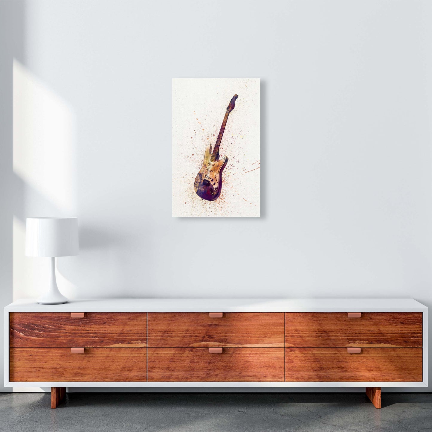 Electric Guitar Watercolour by Michael Tompsett A3 Canvas