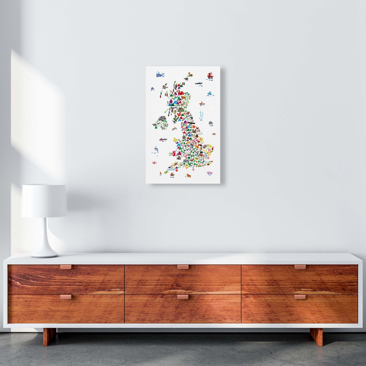Animal Map of Great Britain Art Print by Michael Tompsett A3 Canvas