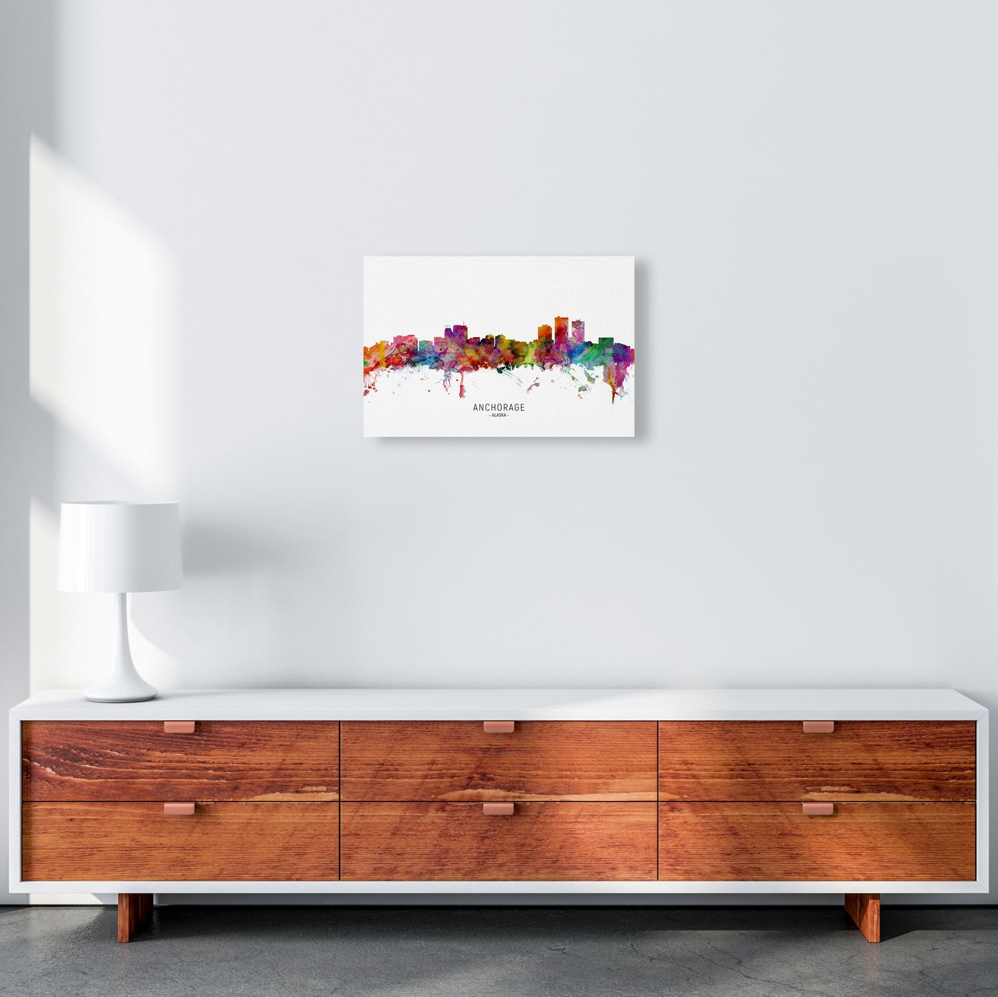 Anchorage Alaska Skyline Art Print by Michael Tompsett A3 Canvas