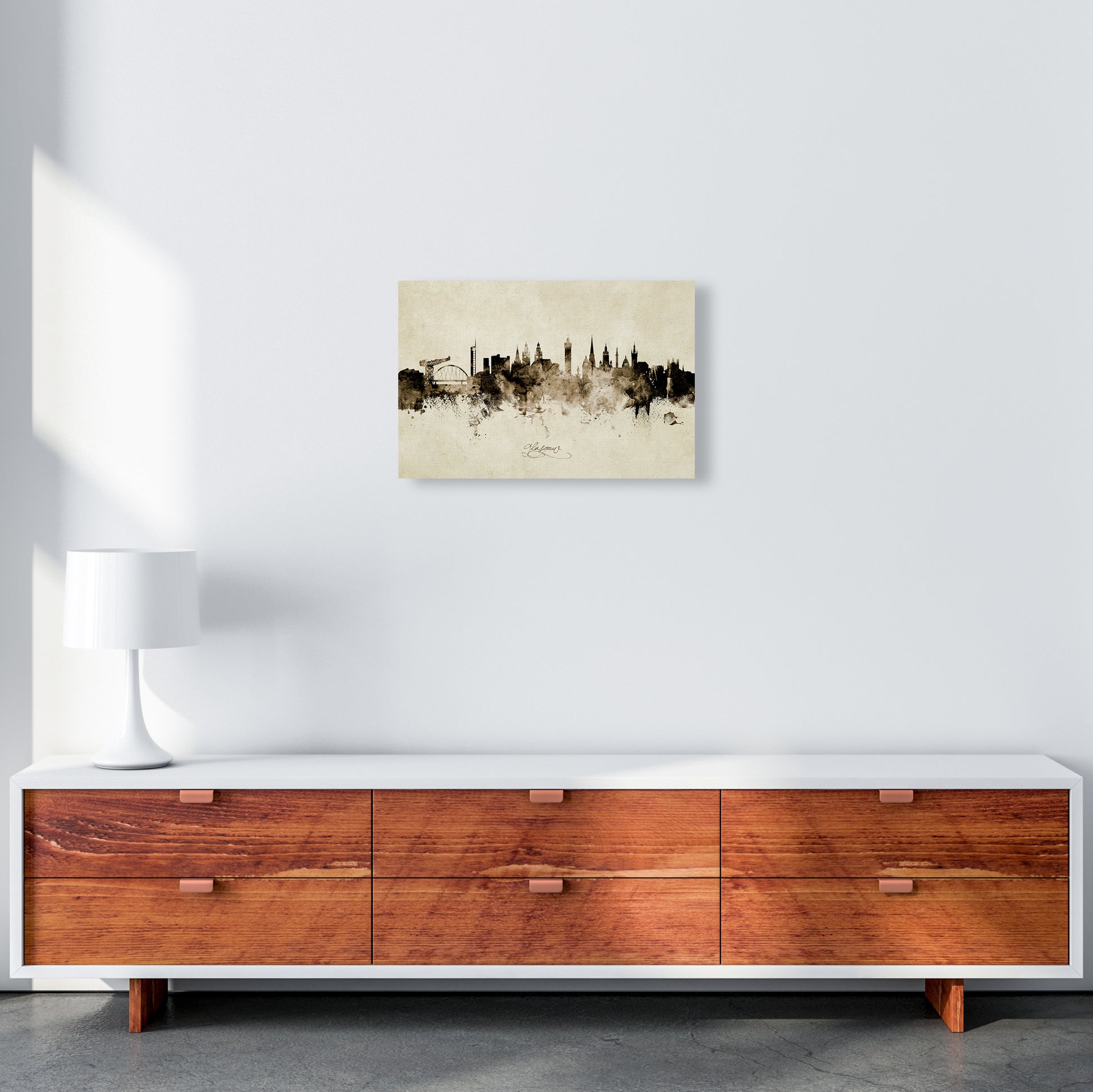 Glasgow Scotland Skyline Vintage Print by Michael Tompsett A3 Canvas