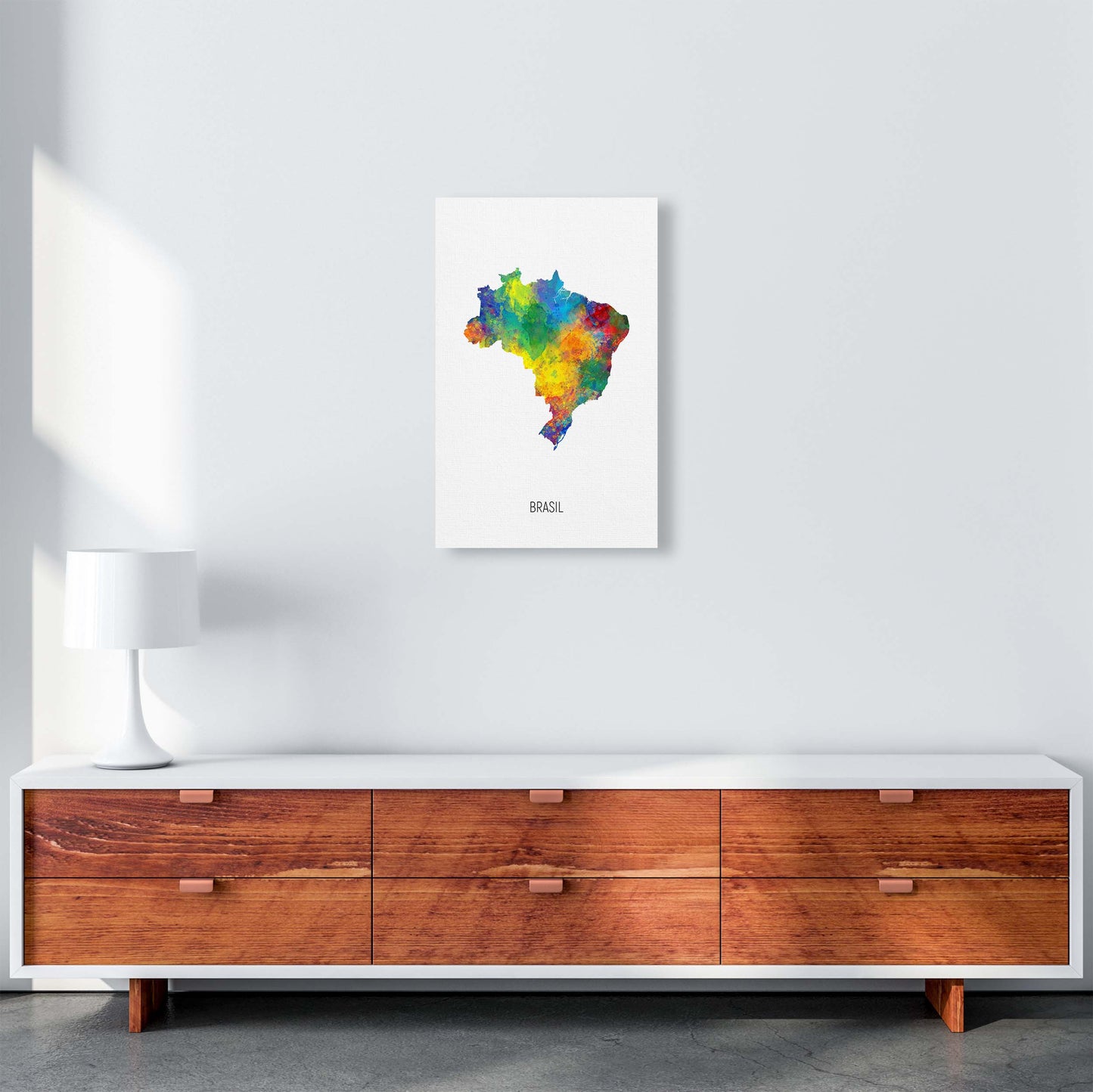 Brasil Watercolour Map Art Print by Michael Tompsett A3 Canvas