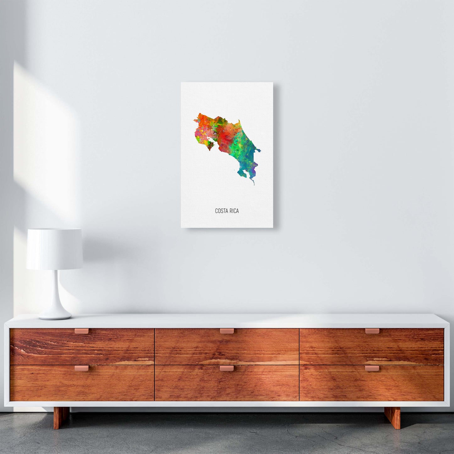 Costa Rica Watercolour Map Art Print by Michael Tompsett A3 Canvas