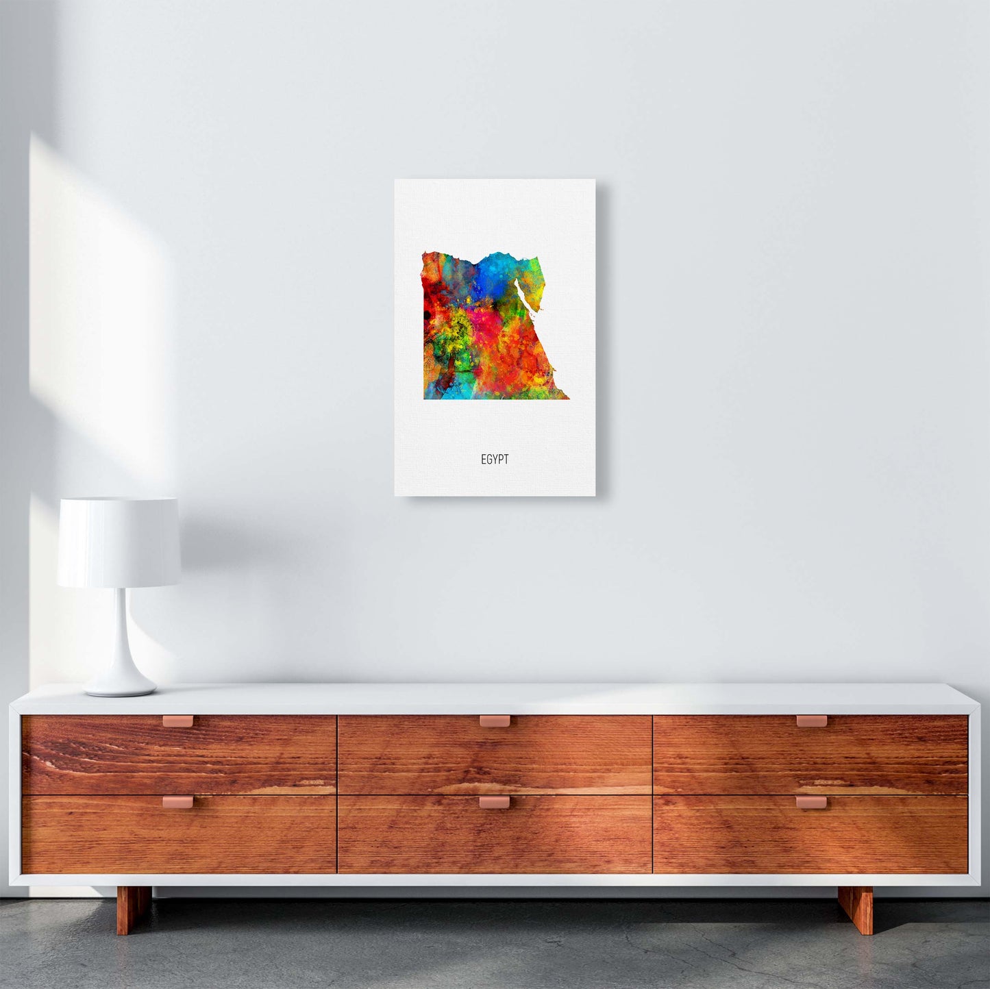 Egypt Watercolour Map Art Print by Michael Tompsett A3 Canvas