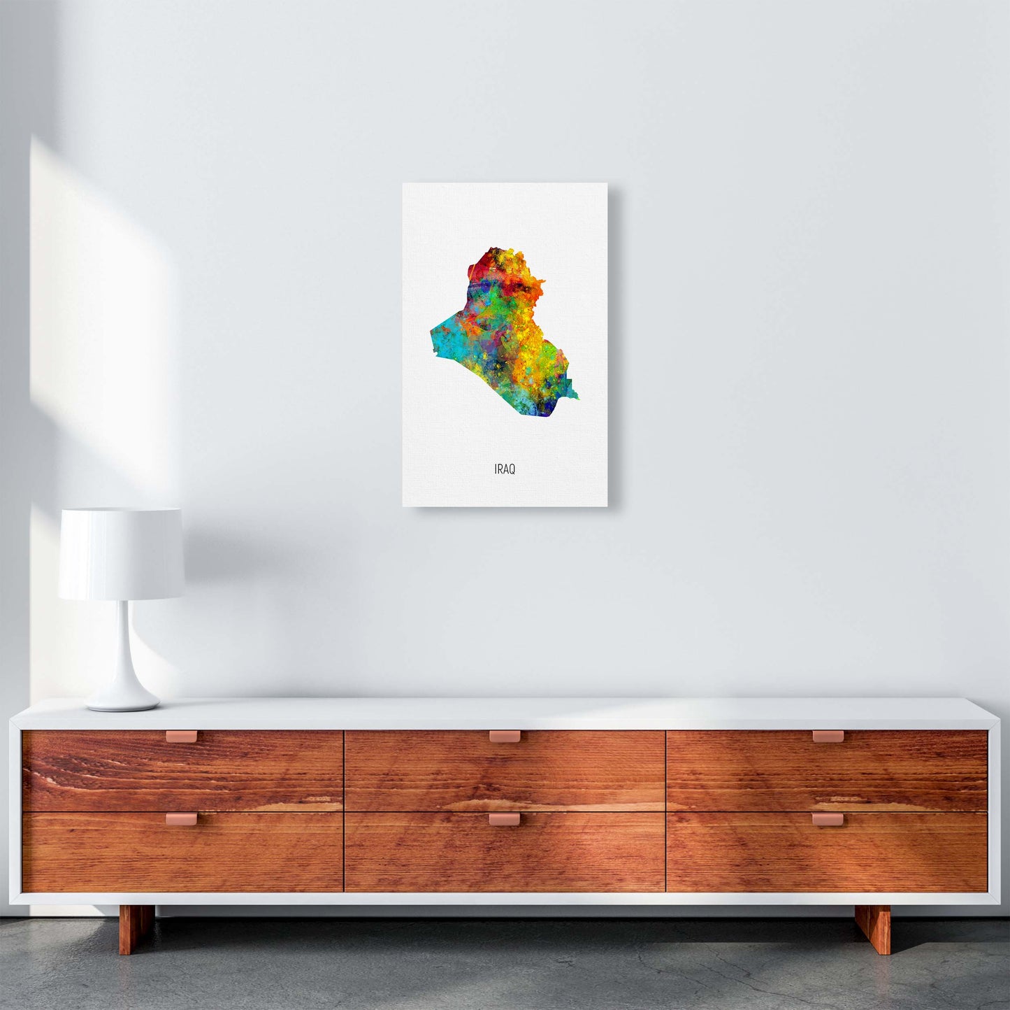 Iraq Watercolour Map Art Print by Michael Tompsett A3 Canvas