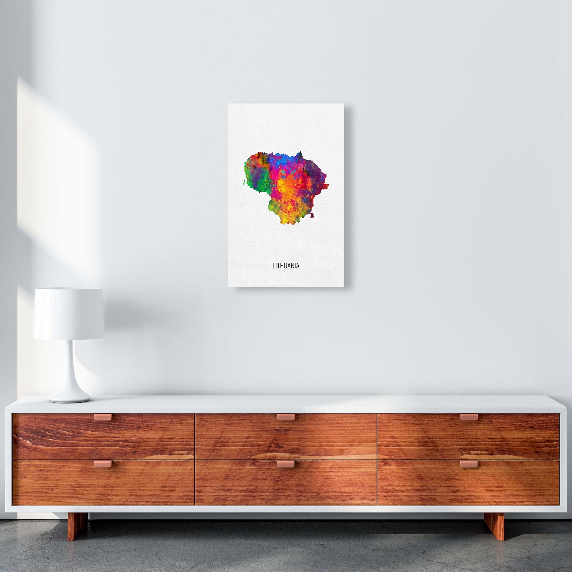 Lithuania Watercolour Map Art Print by Michael Tompsett A3 Canvas
