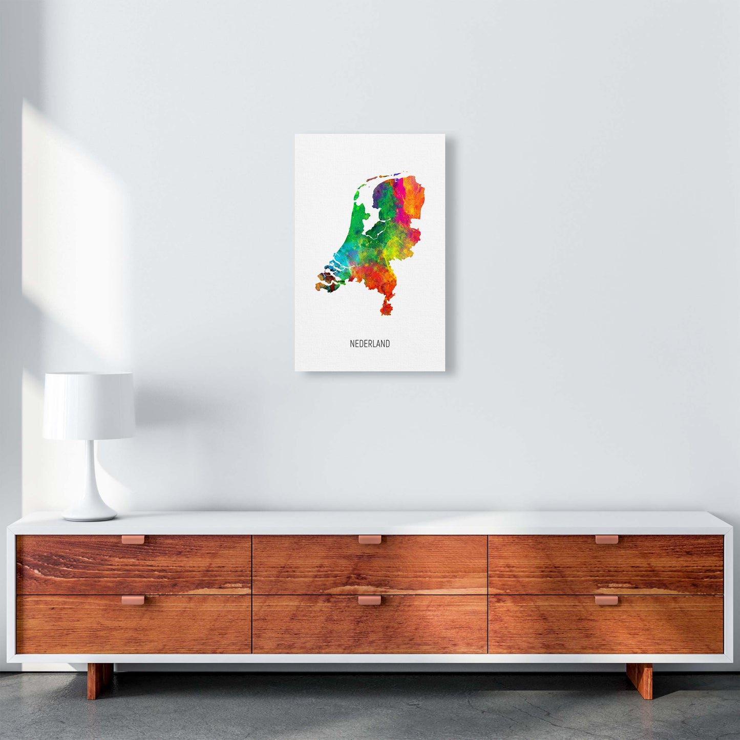 Nederland Watercolour Map Art Print by Michael Tompsett A3 Canvas