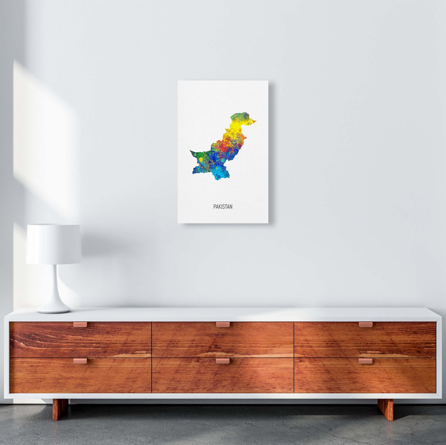Pakistan Watercolour Map Art Print by Michael Tompsett A3 Canvas