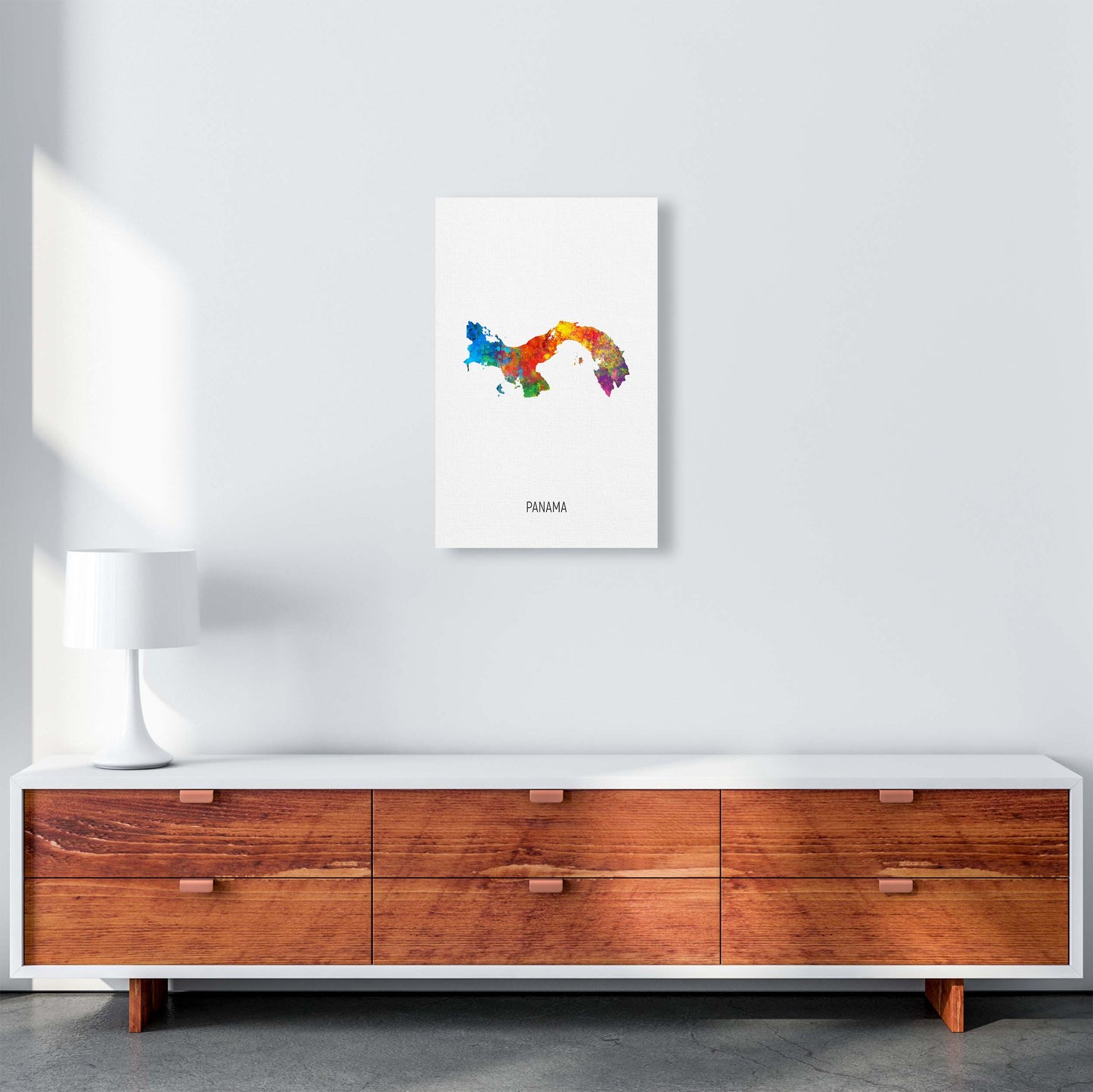 Panama Watercolour Map Art Print by Michael Tompsett A3 Canvas