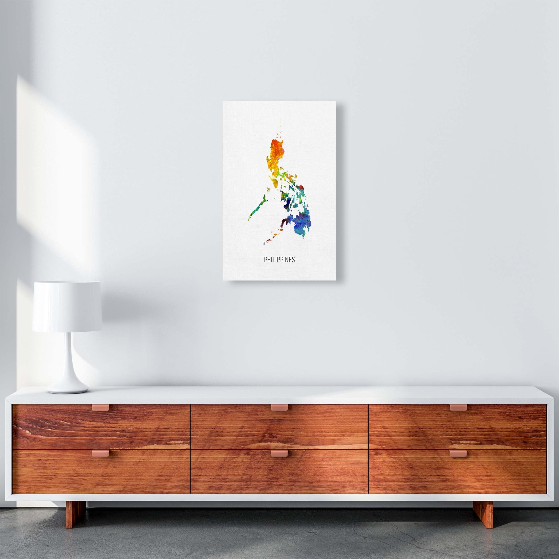 Philippines Watercolour Map Art Print by Michael Tompsett A3 Canvas