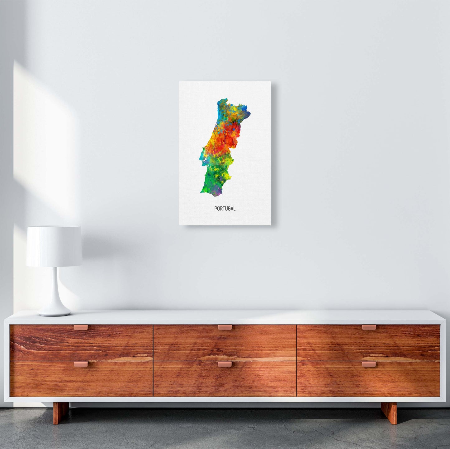 Portugal Watercolour Map Art Print by Michael Tompsett A3 Canvas