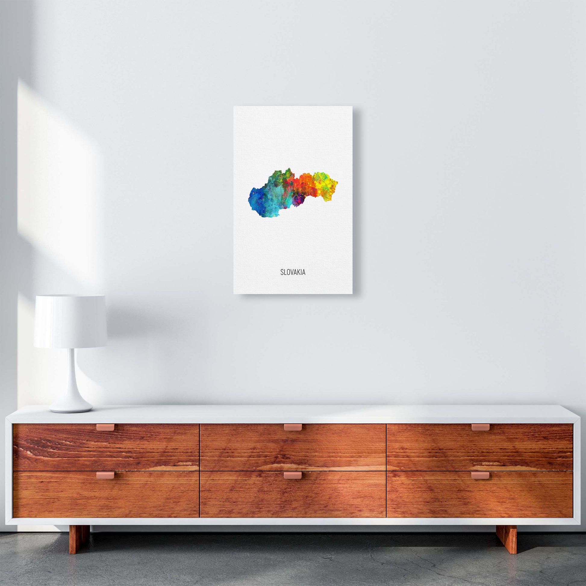 Slovakia Watercolour Map Art Print by Michael Tompsett A3 Canvas