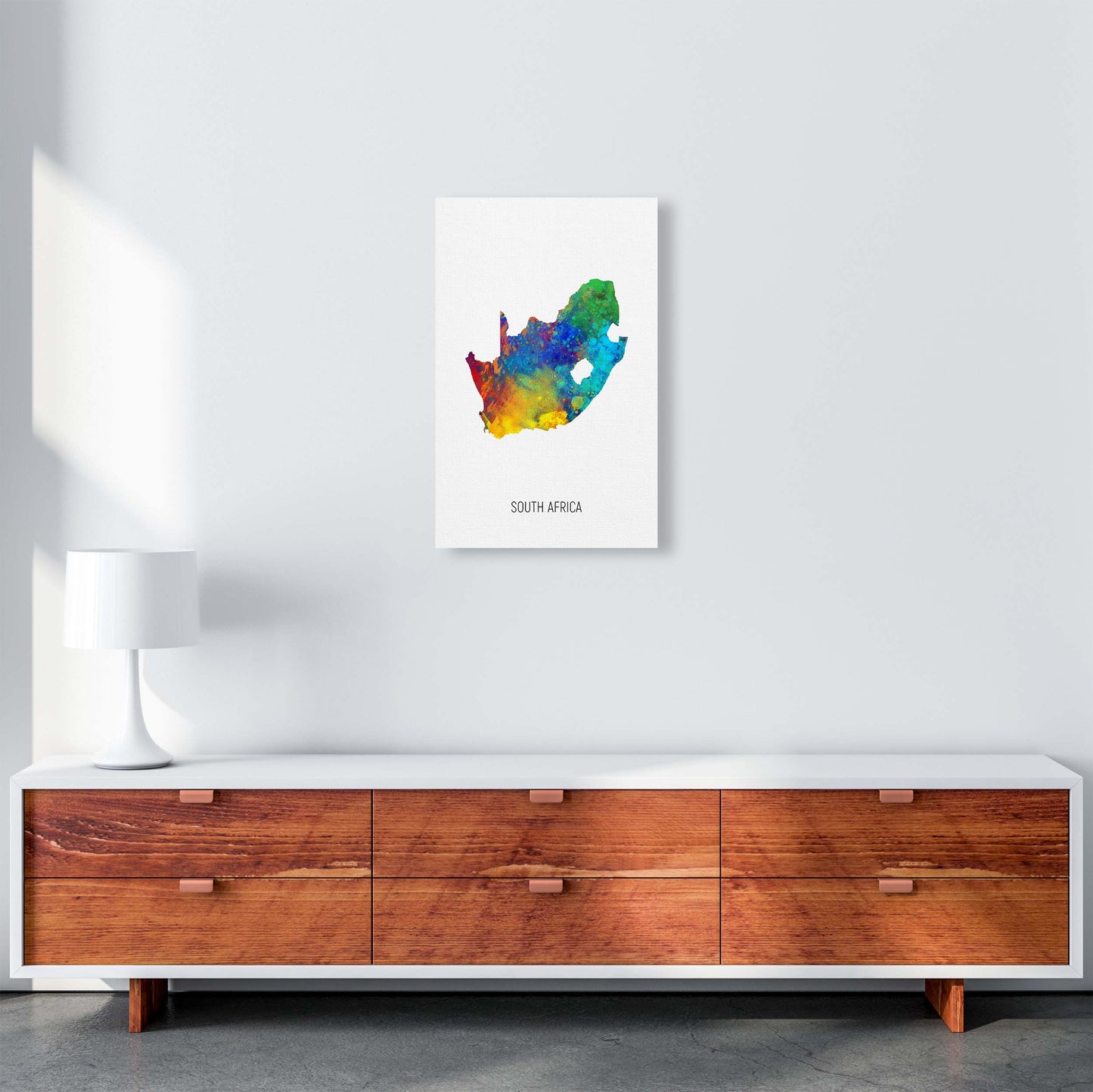 South Africa Watercolour Map Art Print by Michael Tompsett A3 Canvas