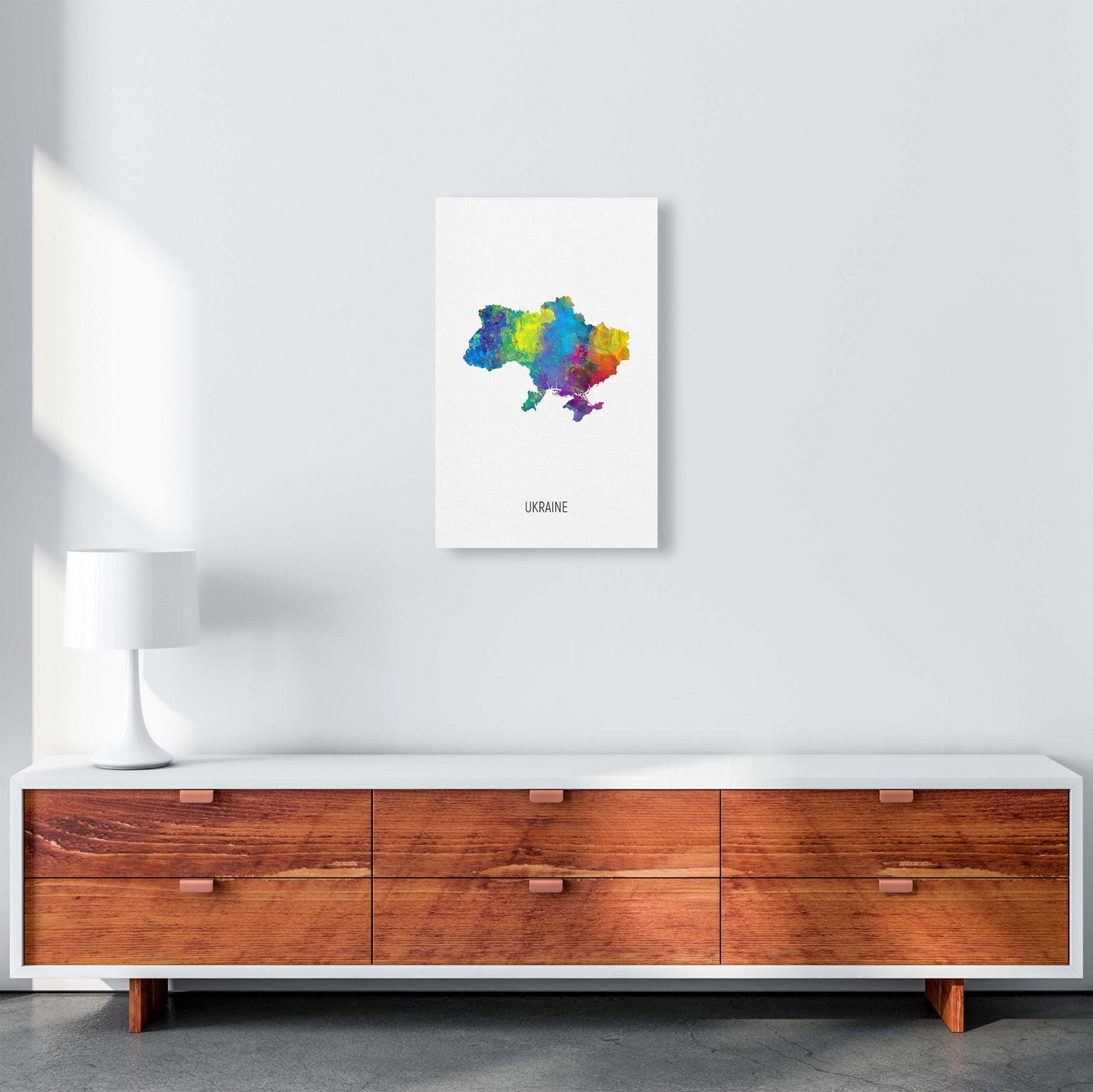 Ukraine Watercolour Map Art Print by Michael Tompsett A3 Canvas