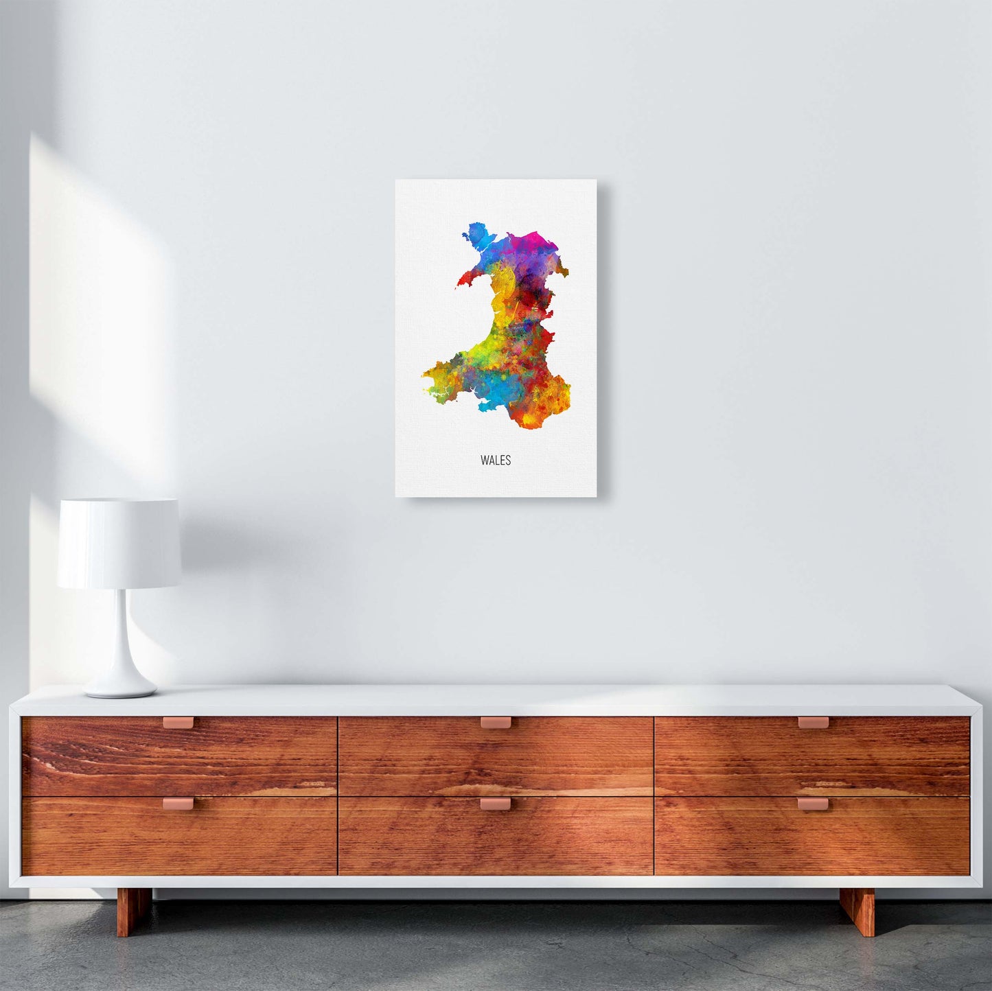 Wales Watercolour Map Art Print by Michael Tompsett A3 Canvas