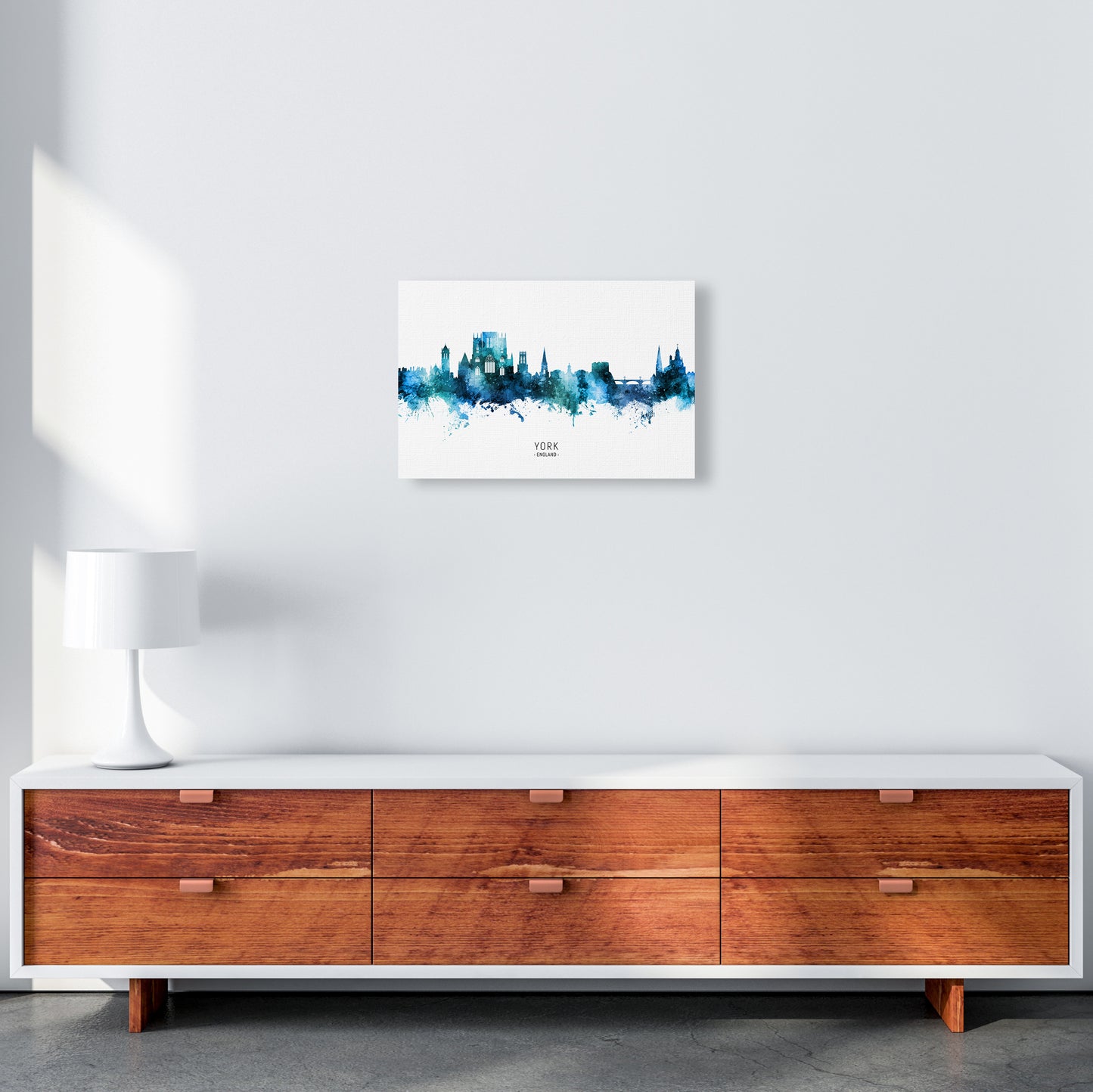 York England Skyline Blue City Name Print by Michael Tompsett A3 Canvas